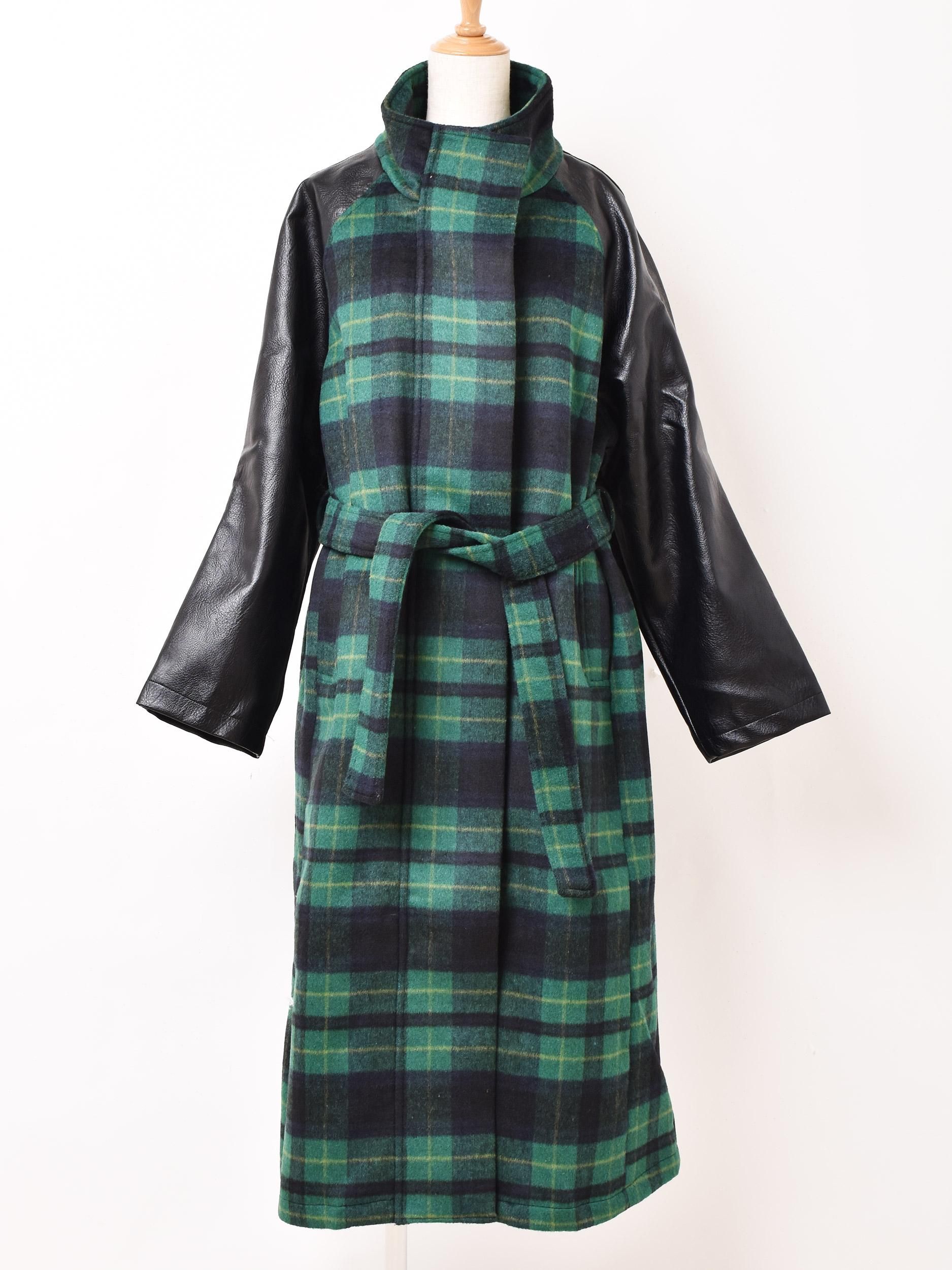 Meridian チェック柄コート | レザー - 古着屋グレープフルーツ ムーン