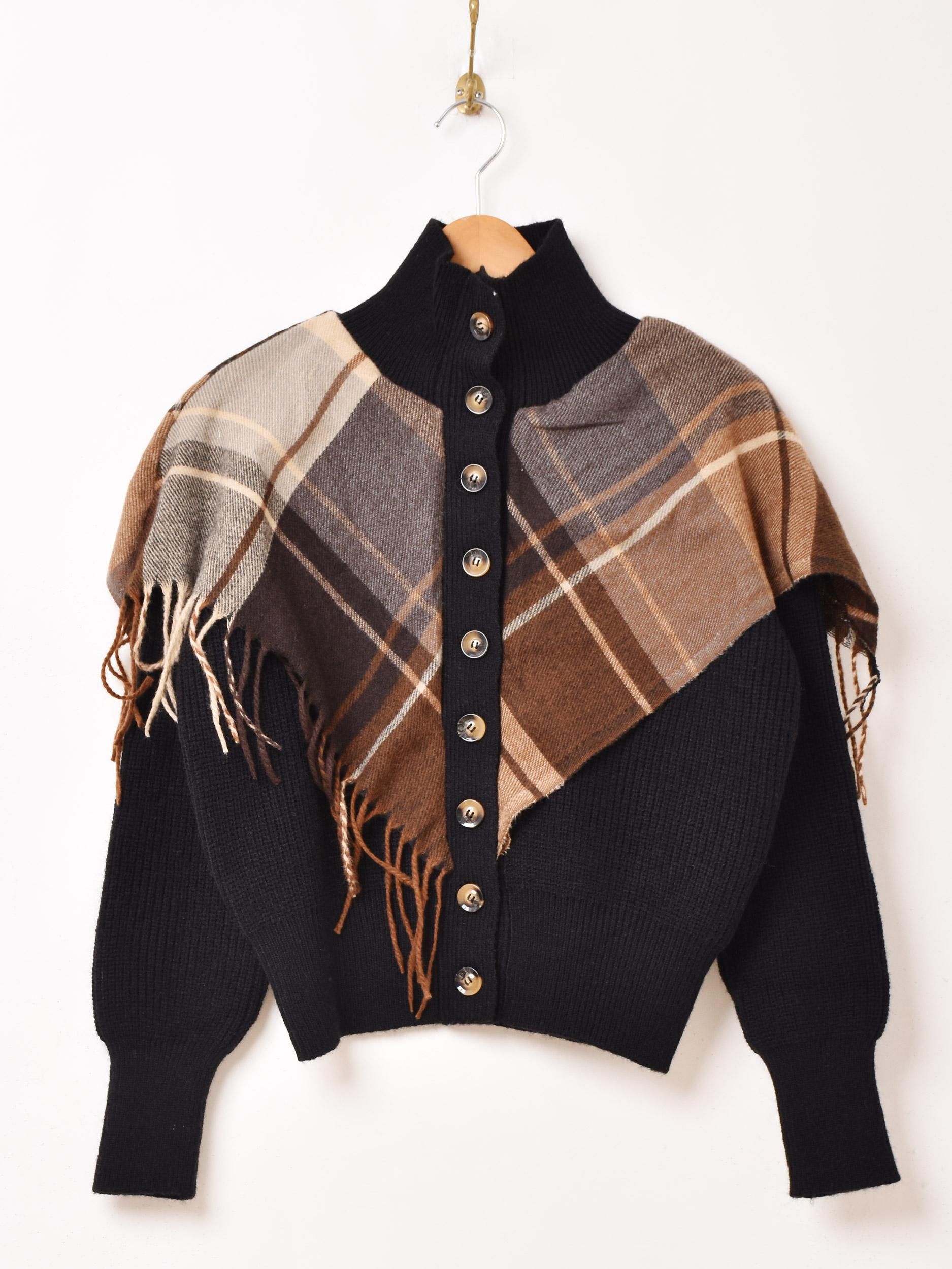 ヴィンテージ　FENDI ダークグレー チェック柄 カーディガン ヴィンテージ FENDI ダークグレー チェック柄 カーディガン 楽天市場