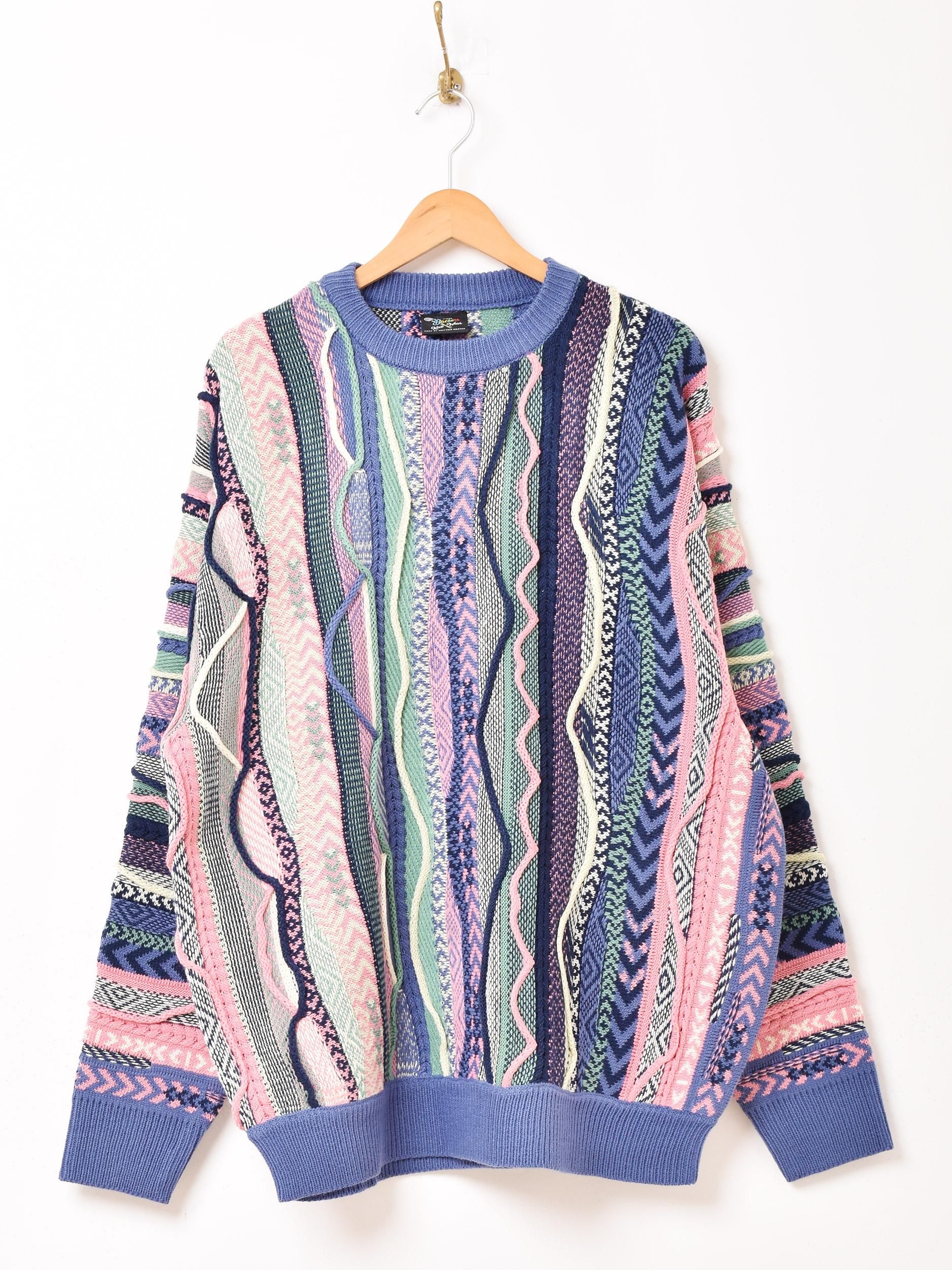 Backers 3Dニットセーター | サックスブルー - 古着屋グレープフルーツ