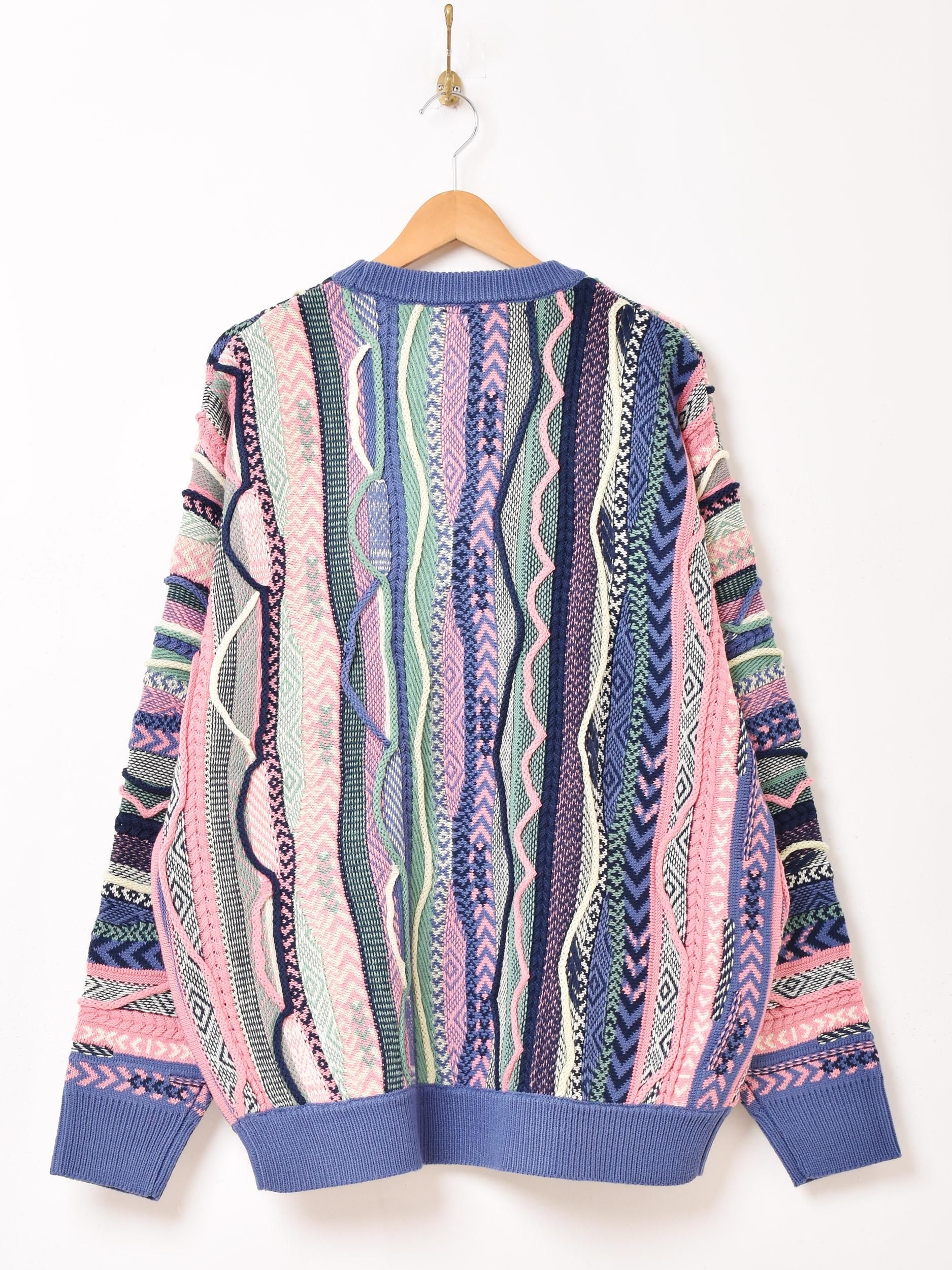 Backers 3Dニットセーター | サックスブルー - 古着屋グレープフルーツ