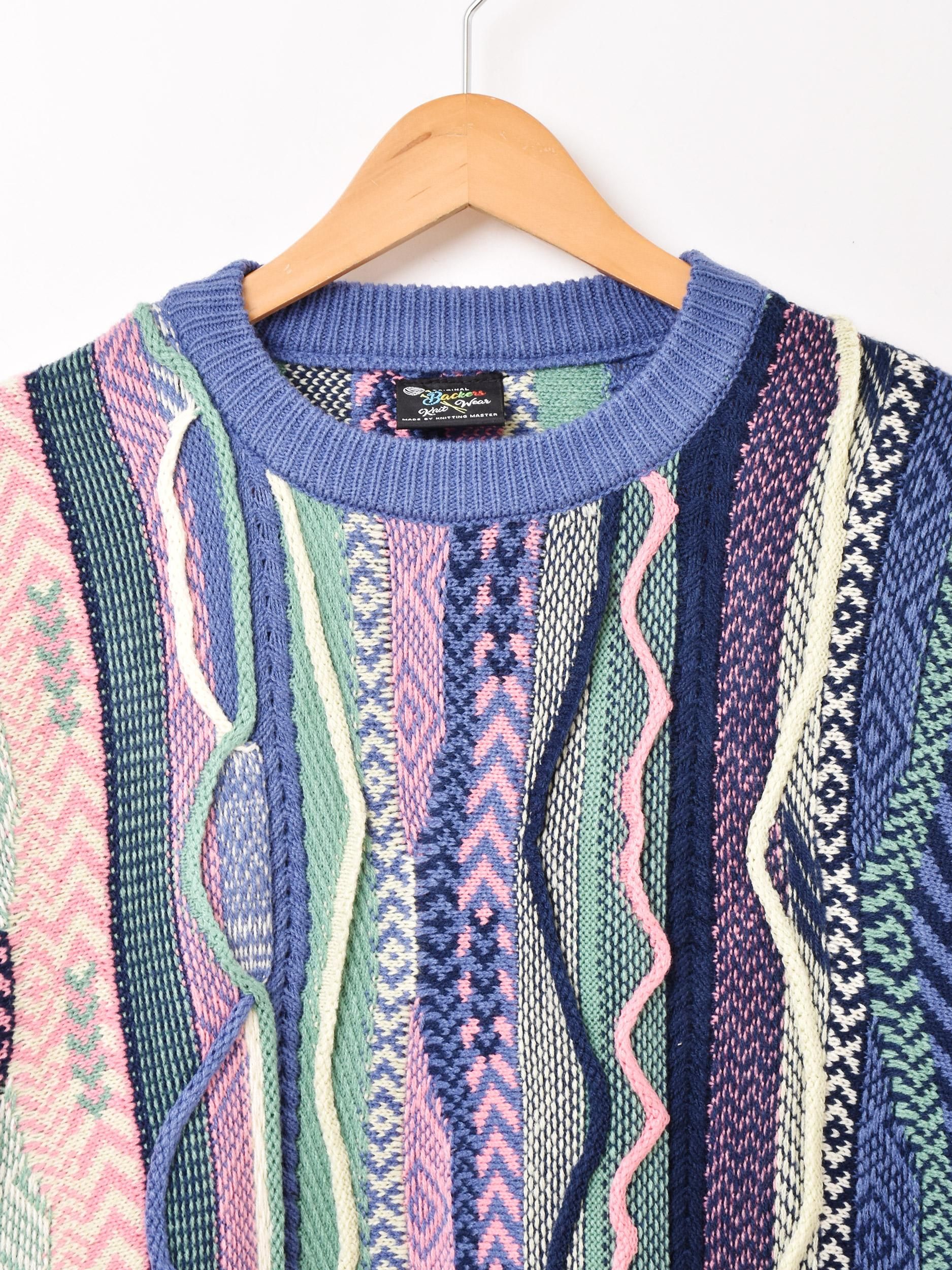 Backers 3Dニットセーター | サックスブルー - 古着屋グレープフルーツ