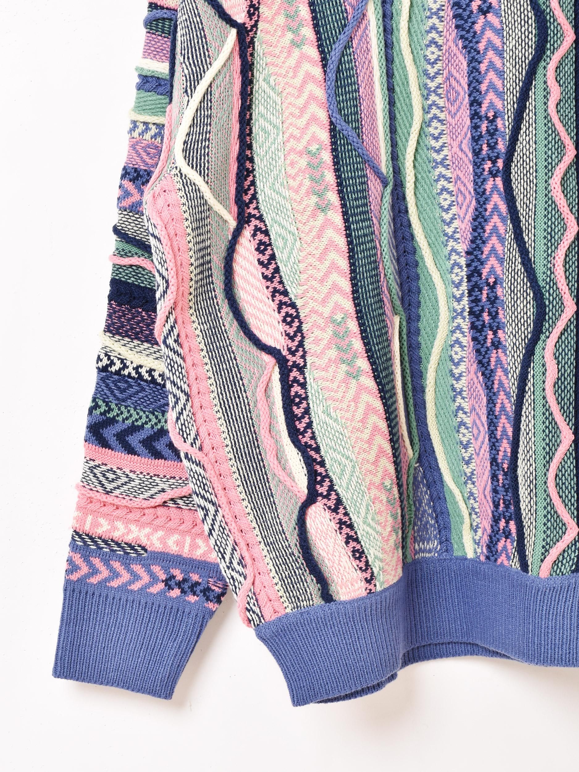 Backers 3Dニットセーター | サックスブルー - 古着屋グレープフルーツ