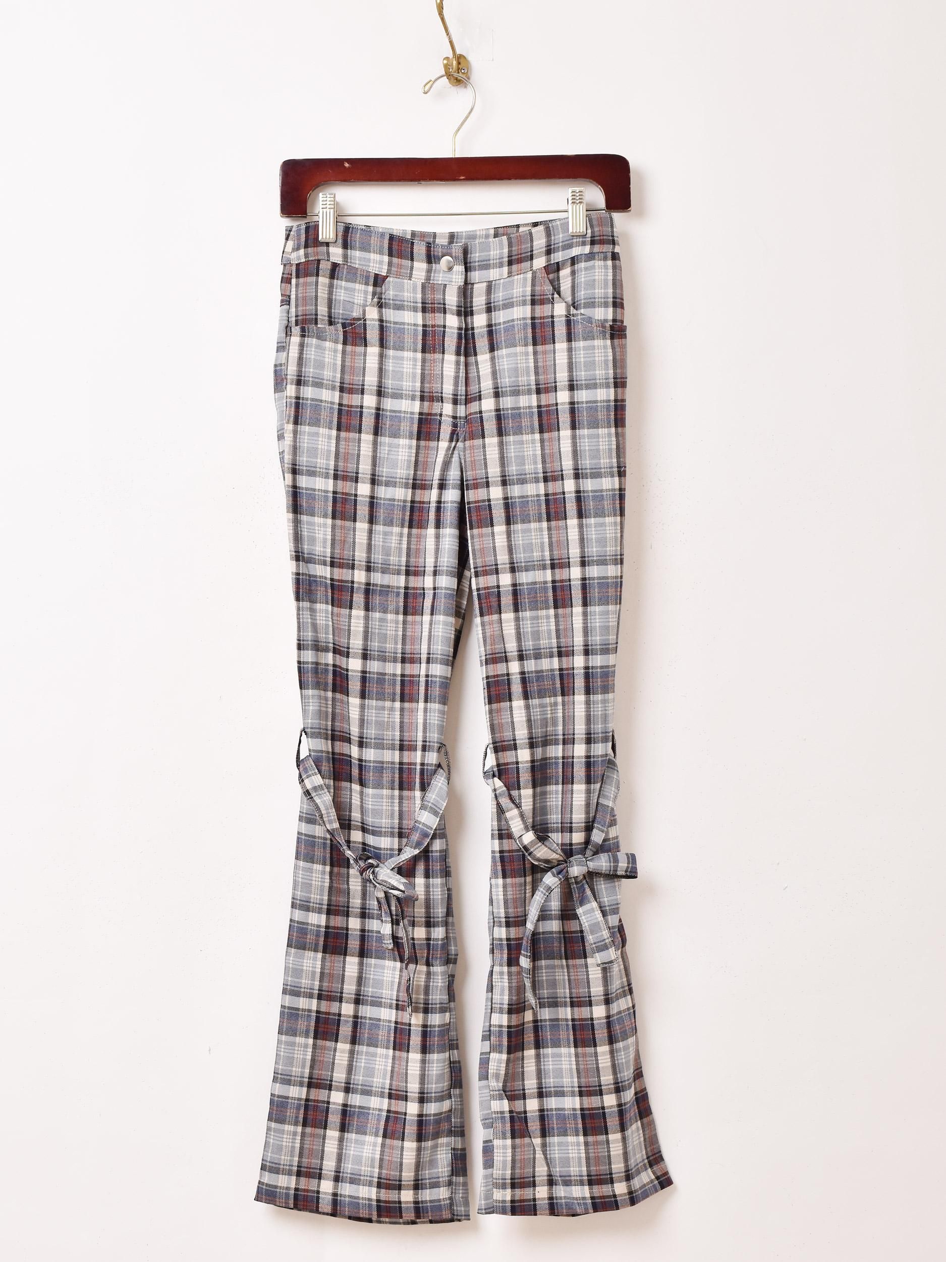 Meridian リボン付き | チェック フレアパンツ - 古着屋