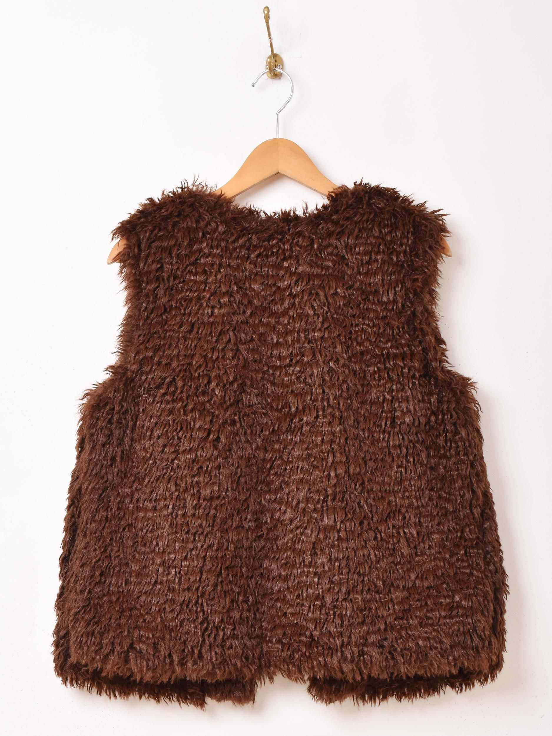 Meridian フェイクファーベスト | ブラウン - 古着屋グレープフルーツ