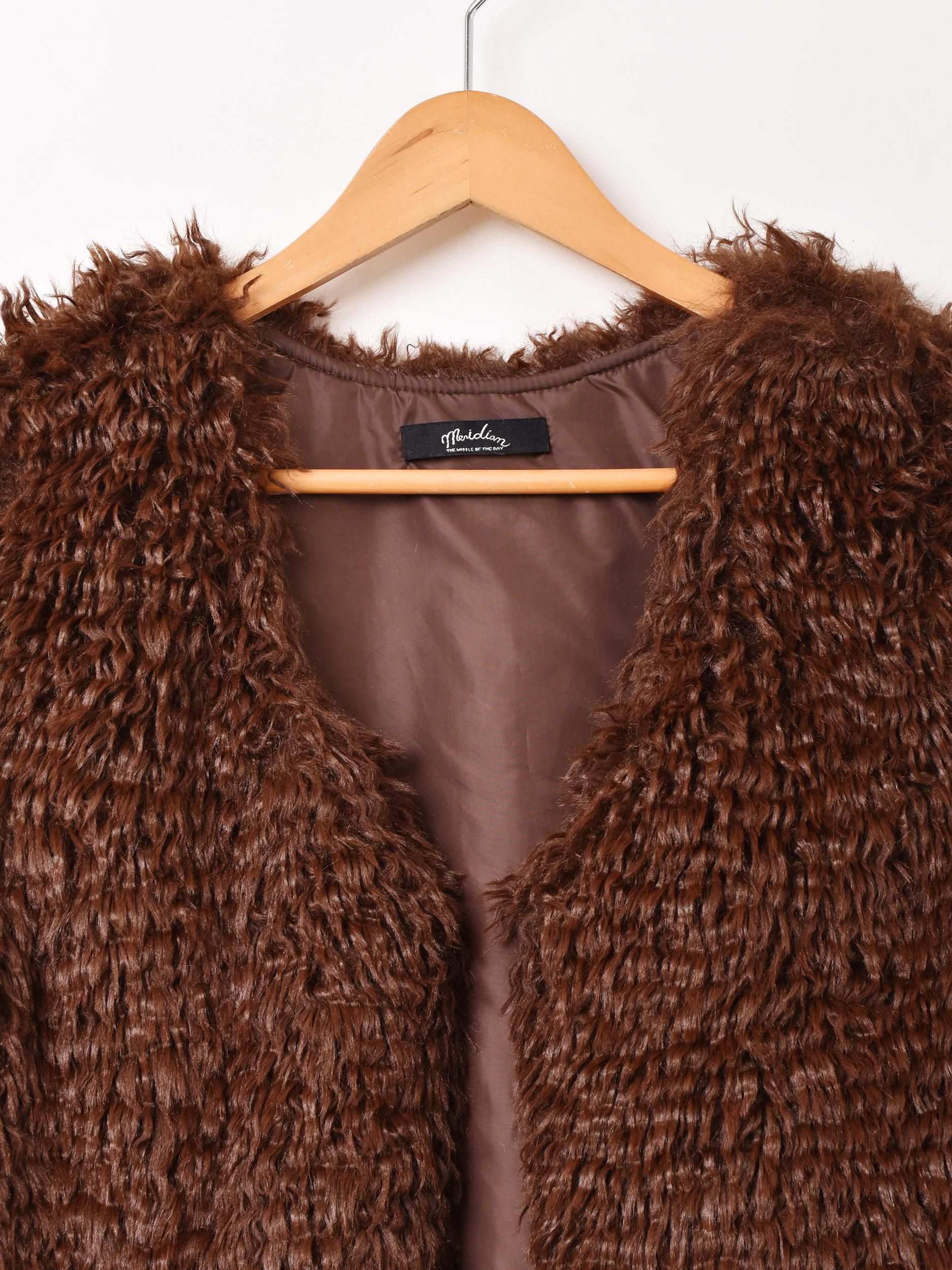 Meridian フェイクファーベスト | ブラウン - 古着屋グレープフルーツ