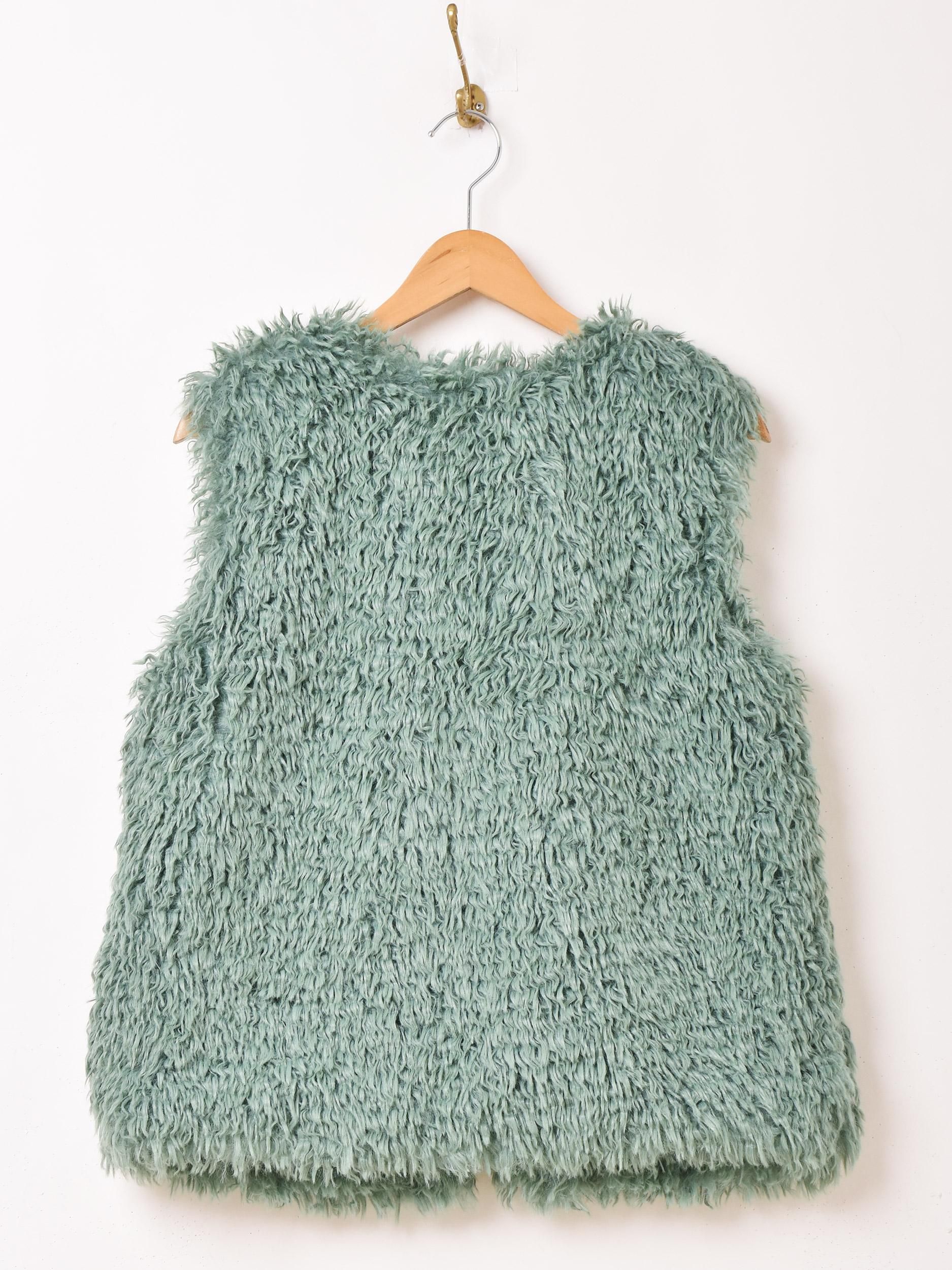 Meridianフェイクファー ロングベスト | グリーン - 古着屋