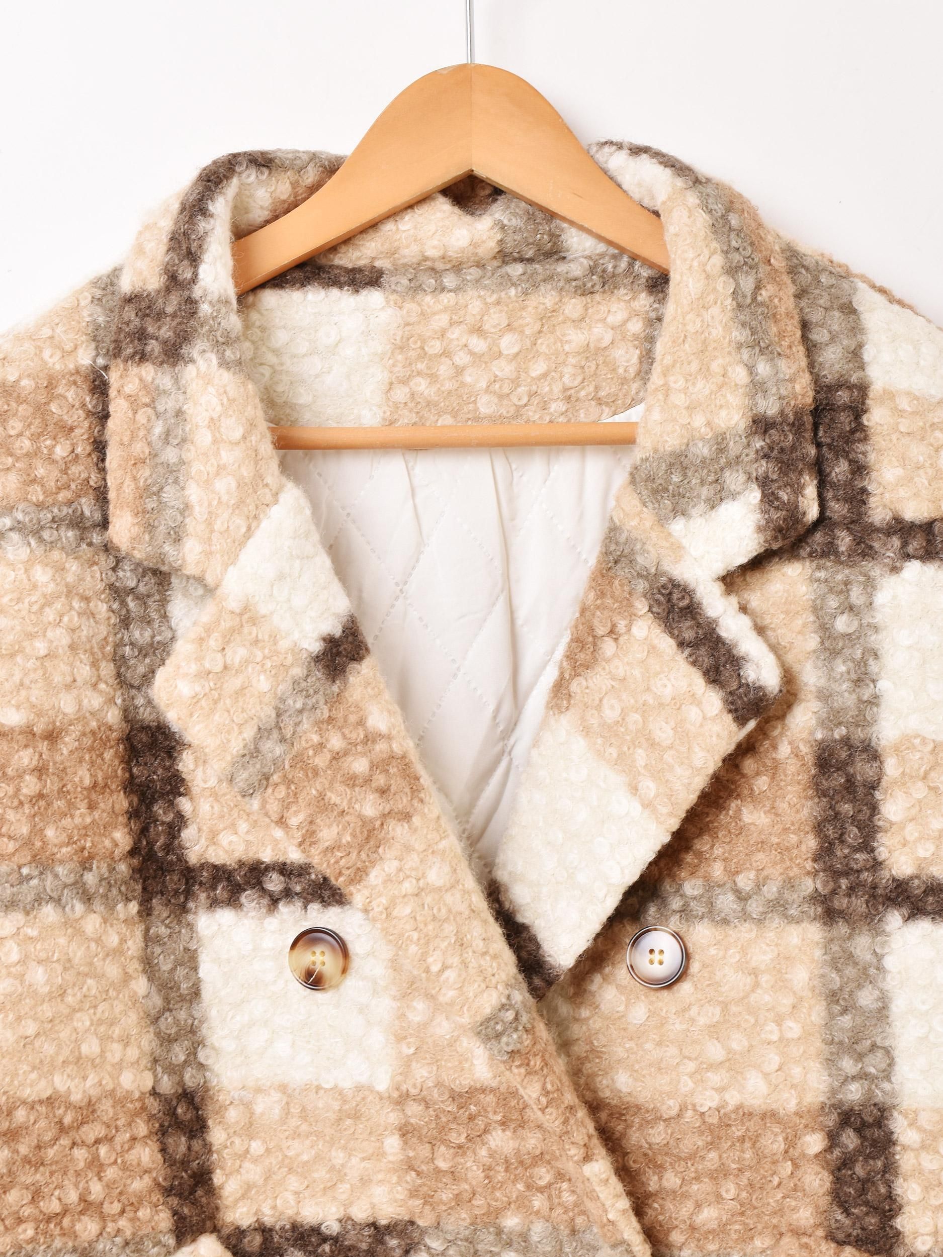 ZARA - B13908 美品 ザラ 中綿チェックツイードチェスターコート