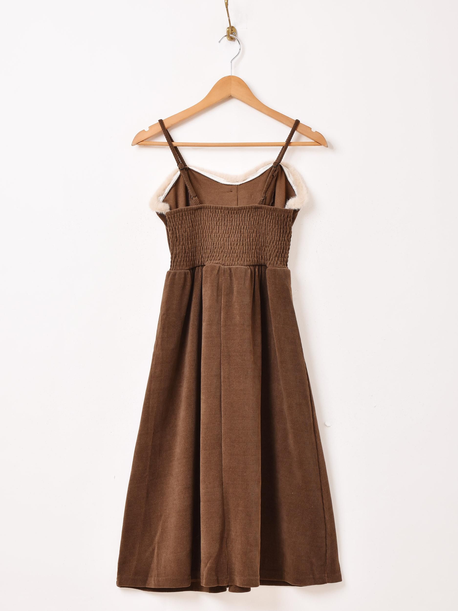 Meridian|ファー付きキャミワンピ - 古着屋グレープフルーツ ムーン