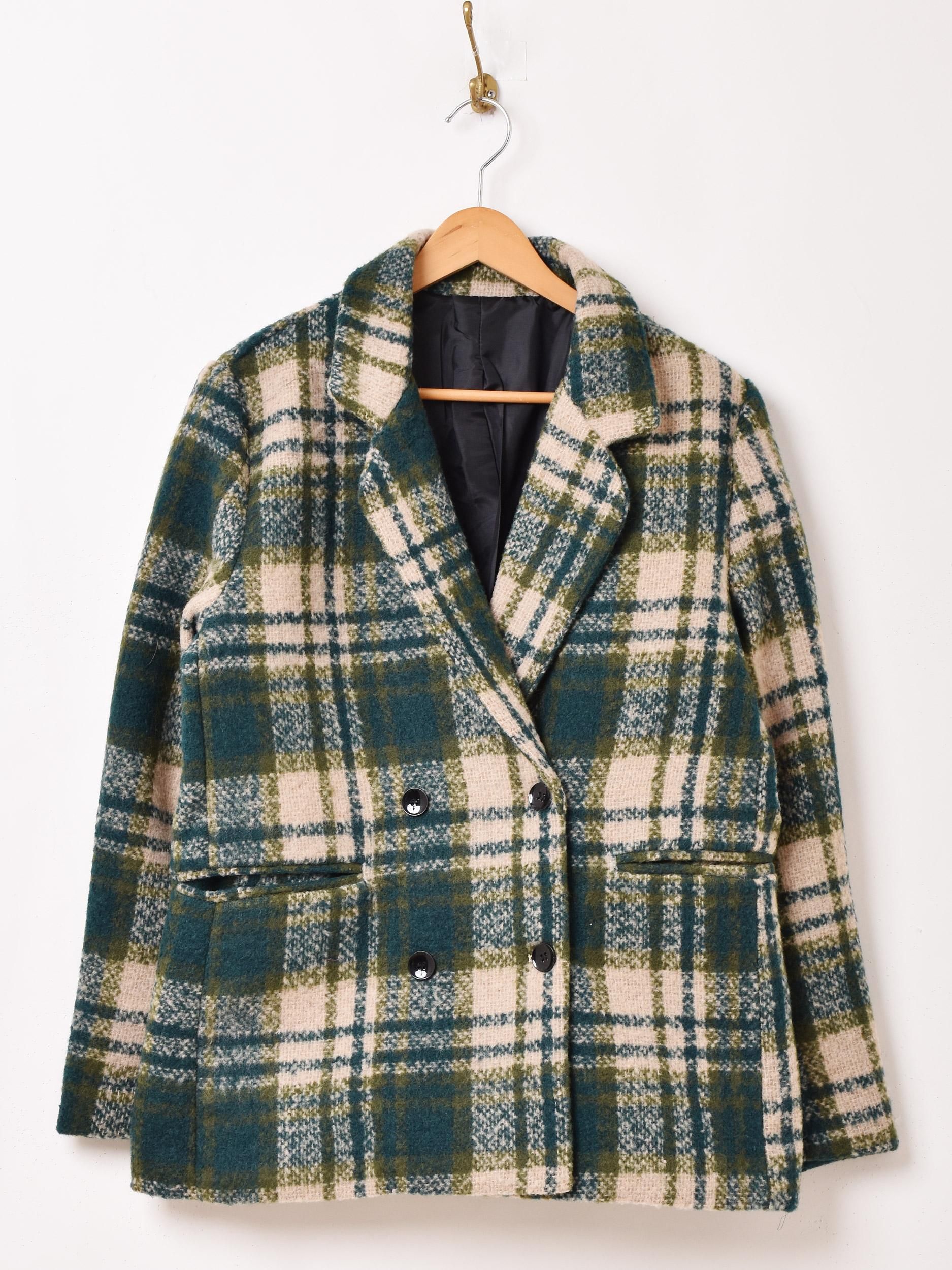 Meridian チェック柄 ショートコート | ベージュ - 古着屋