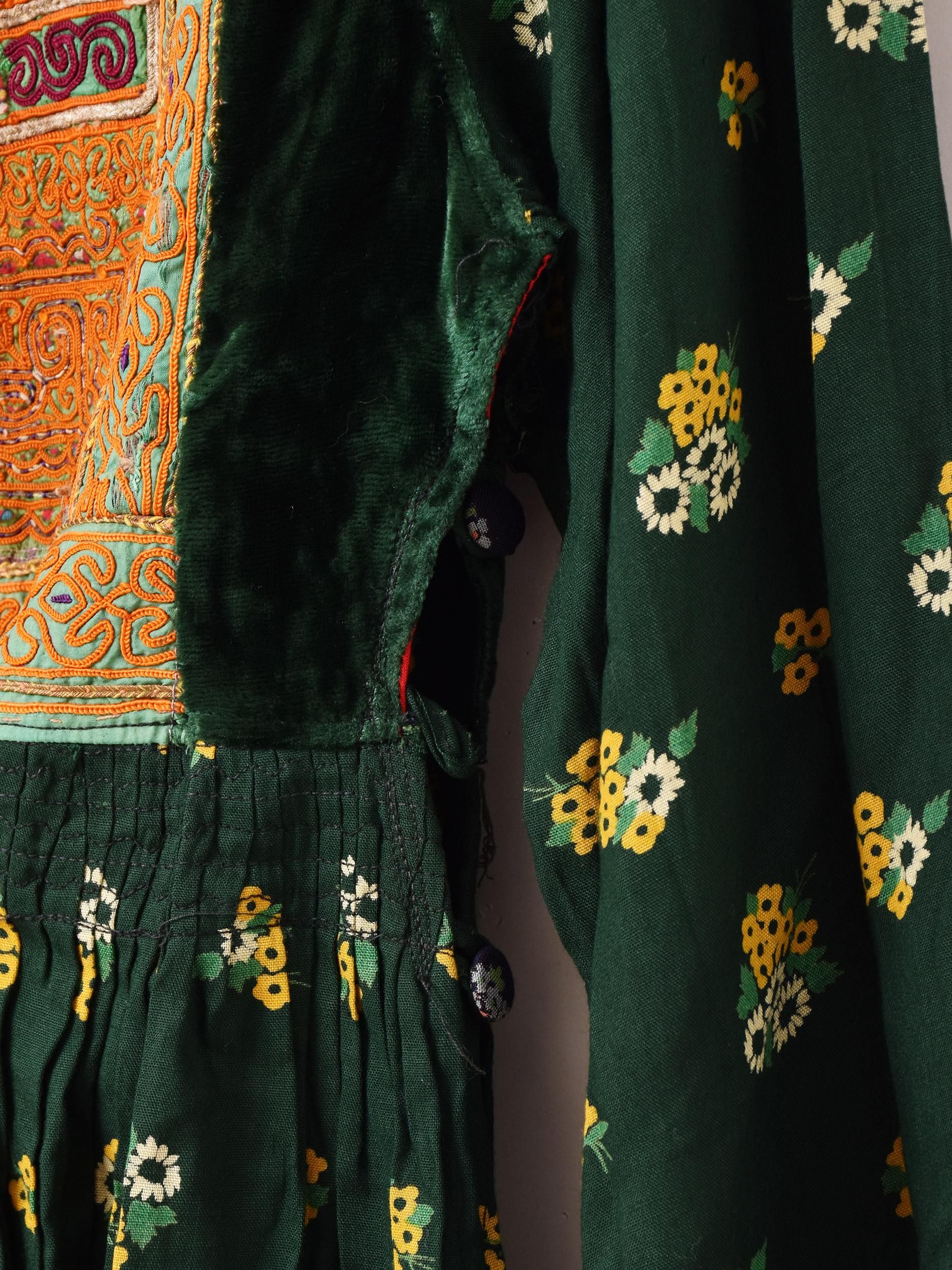 センスのいい お歳暮 アフガニスタン刺繍ワンピース | 古着屋 - 長袖グリーン ワンピース