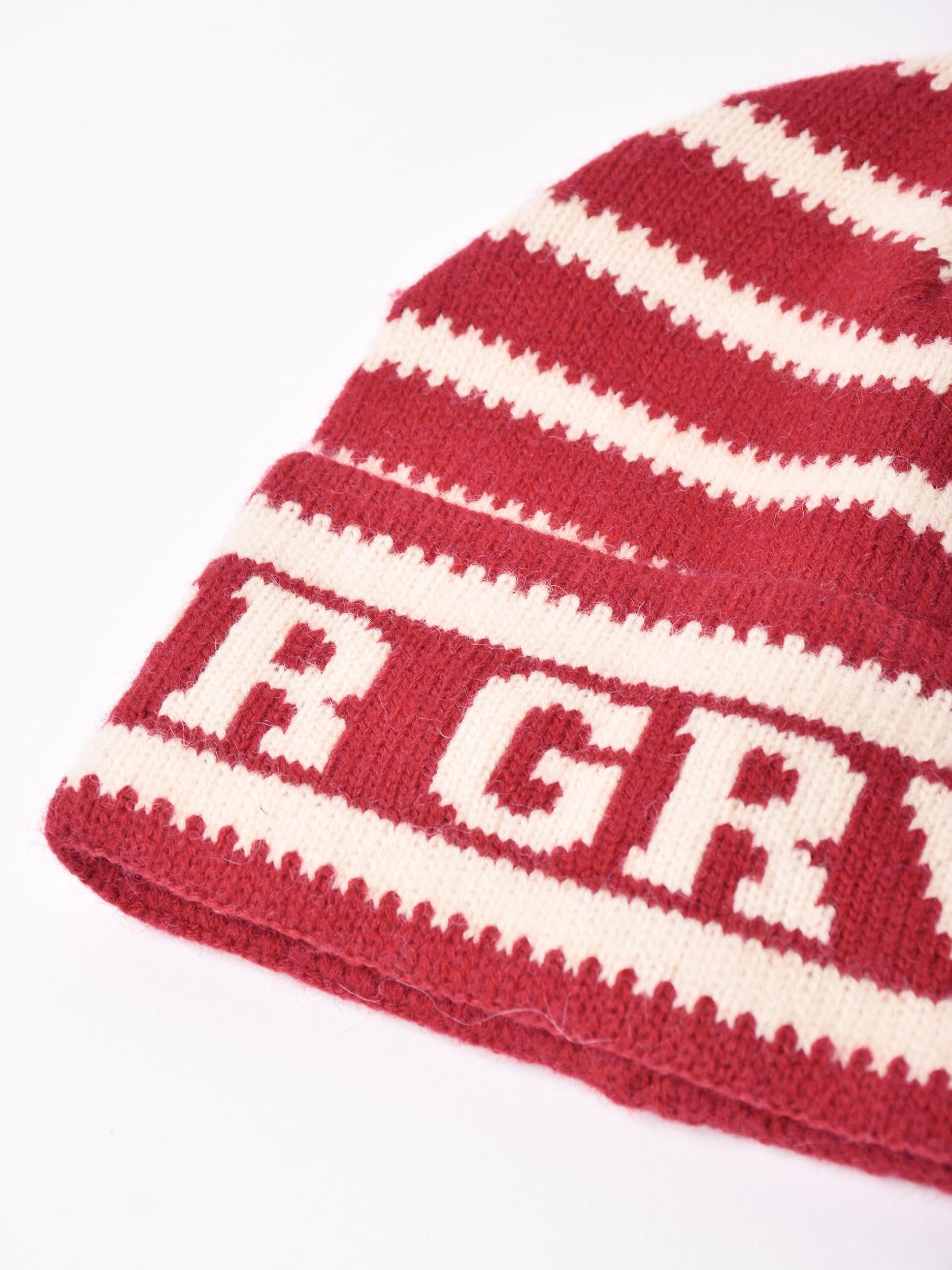 ボーダー柄ニットキャップ | GRVRPR ワインレッド - 古着屋 ボーダー柄ニットキャップ | GRVRPR ワインレッド - 古着屋