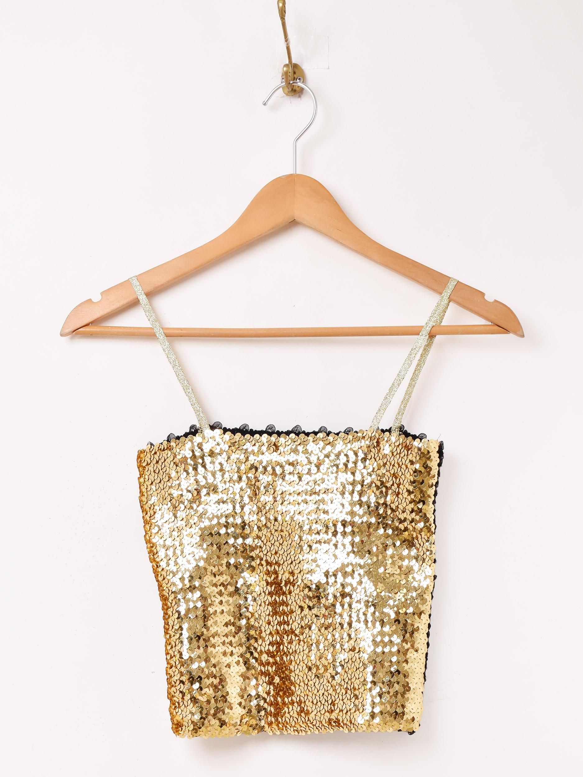 イングランド製 スパンコールキャミ | 輝くアクセント - 古着屋