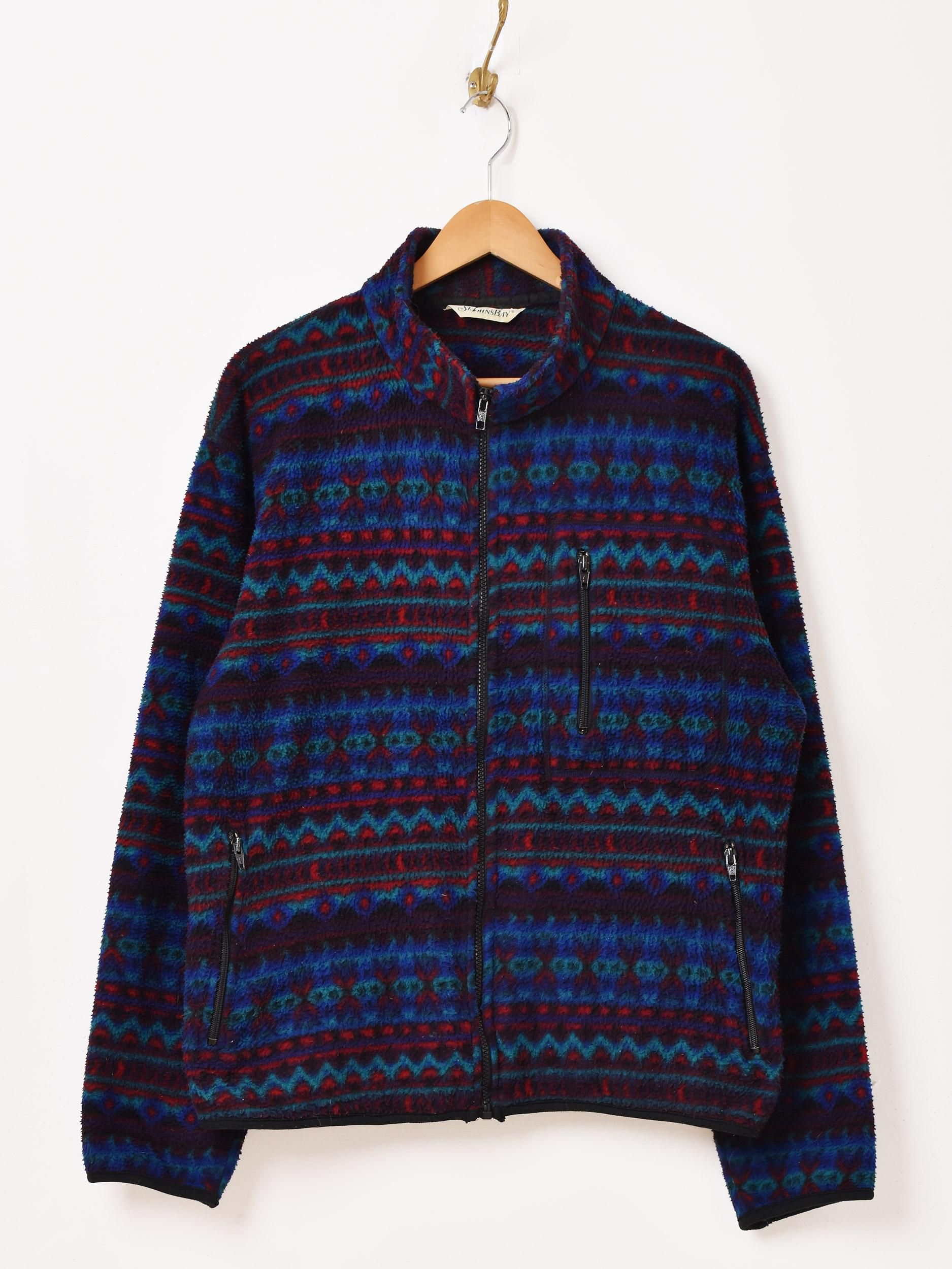 USA VINTAGE teddi PATTERNED DESIGN ZIP UP FLEECE JACKET MADE