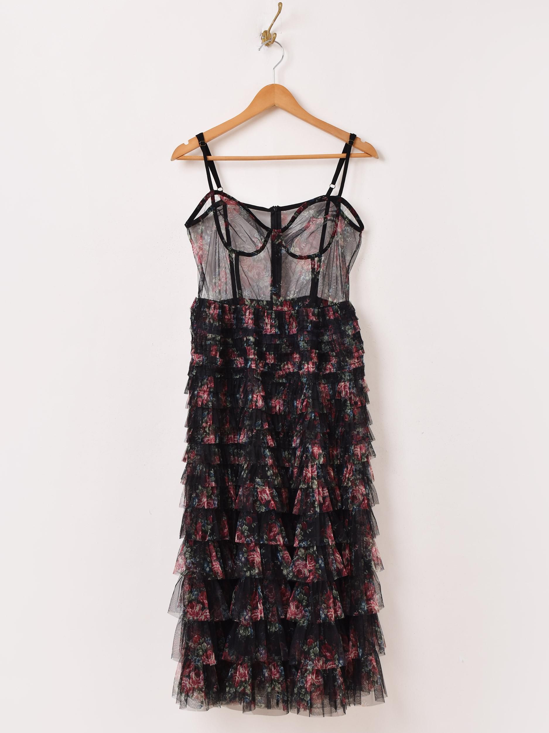 Meridian | 花柄 チュール ワンピース - 古着屋グレープフルーツ