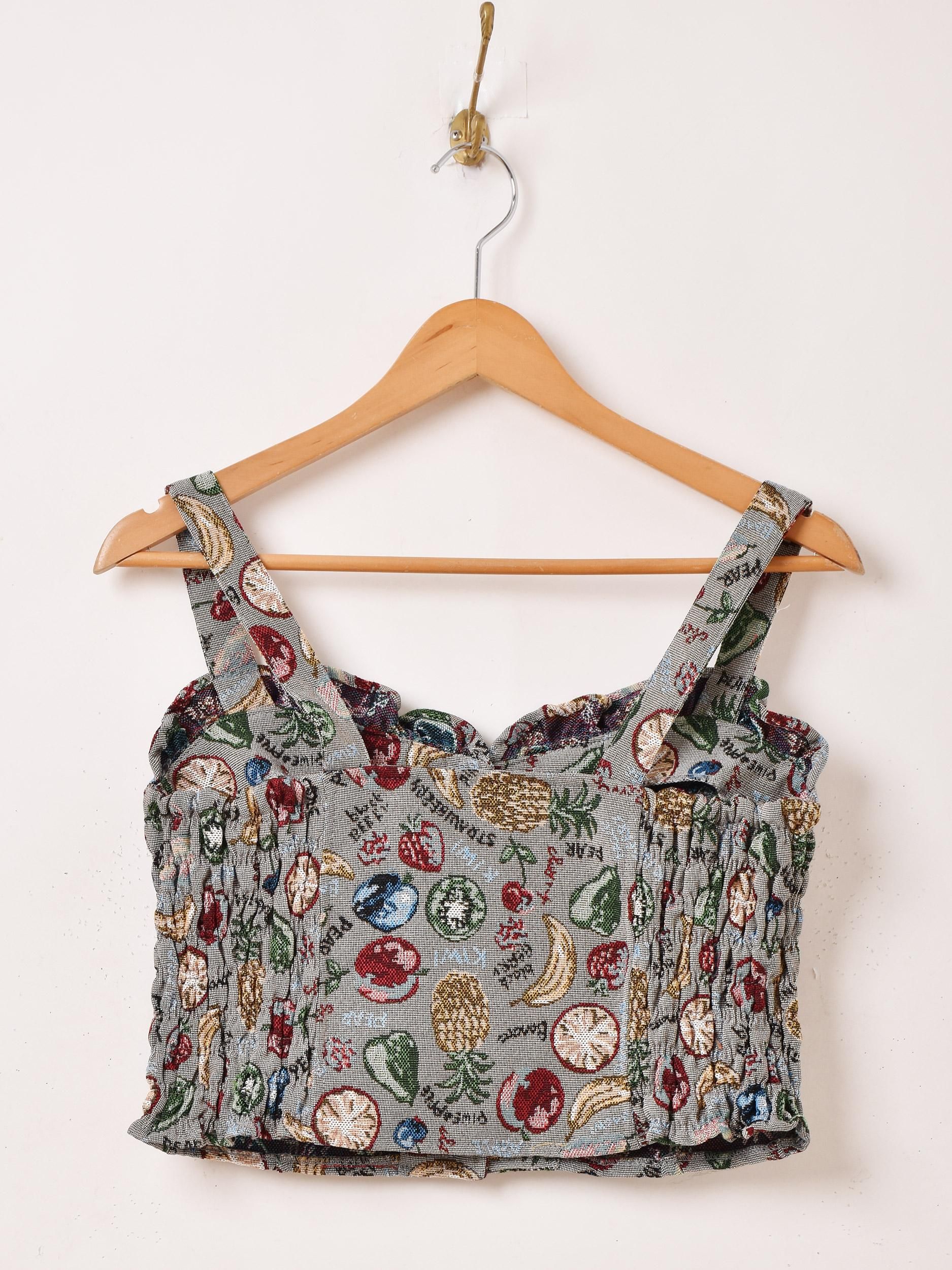 2色展開】「Meridian」フルーツ柄 ゴブラン織り ビスチェ グレー