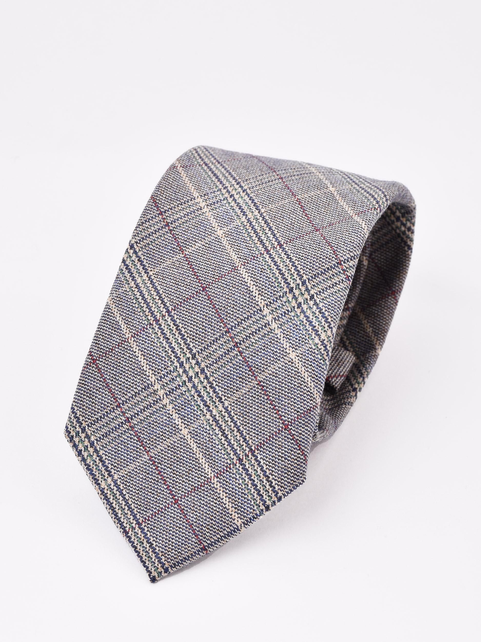 希少THOM BROWNE クジラチェック柄ネクタイ グレー SILVER LINE】コットンチェックネクタイ 8.0cm幅/ブラウン