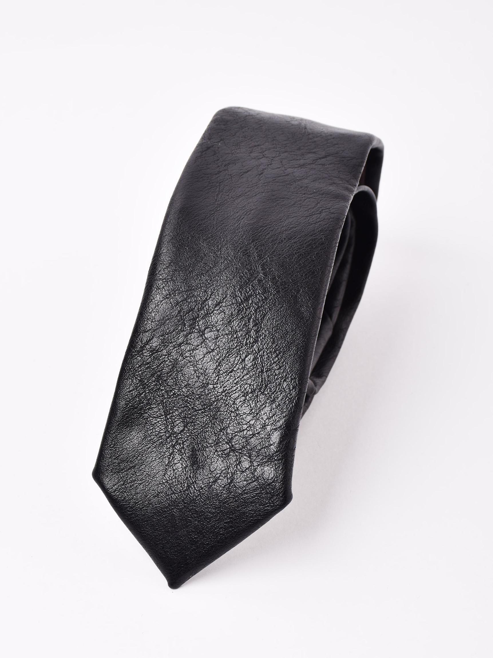 PUレザー ネクタイ | ブラック | 3色展開 - 古着屋グレープフルーツ