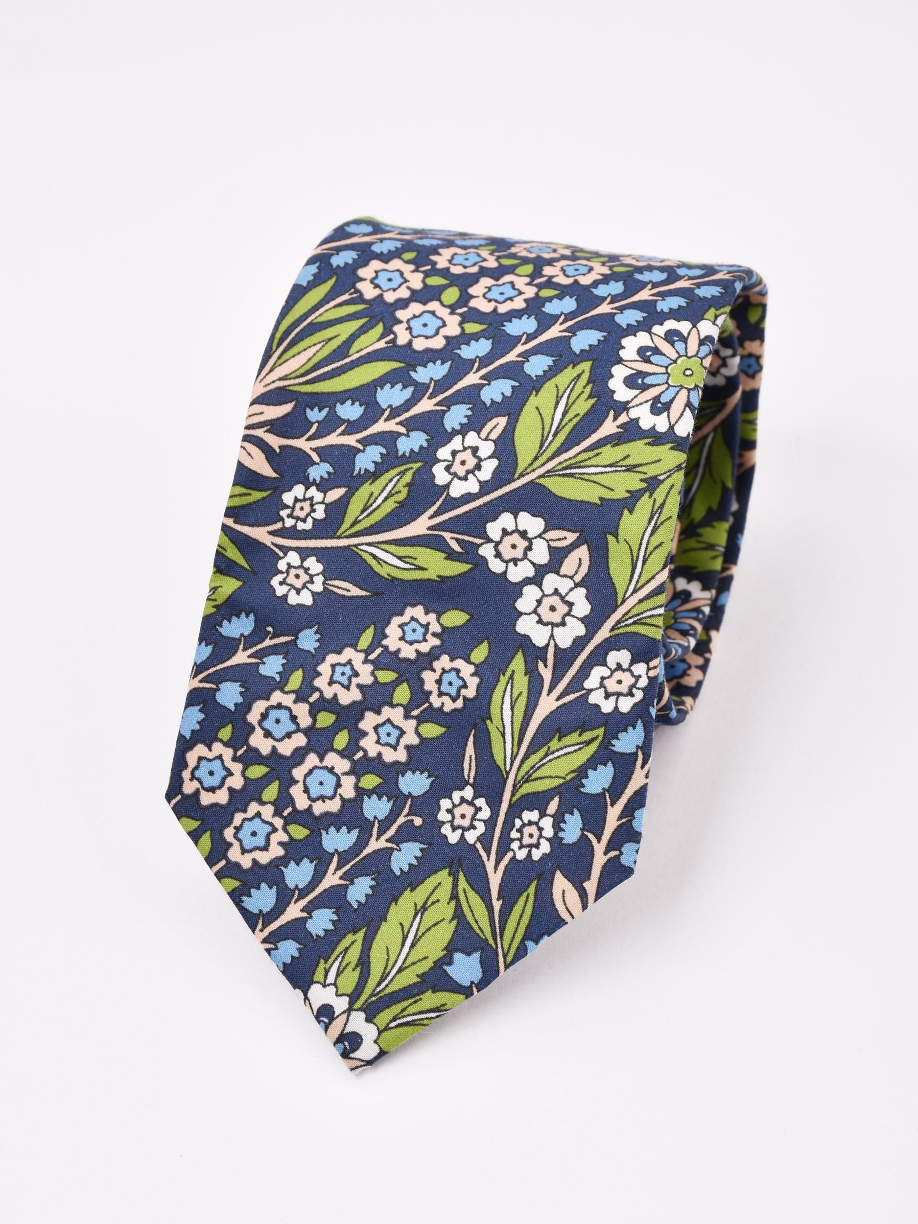 花柄 サルビア ネクタイ | ネイビー - 古着屋グレープフルーツ ムーン