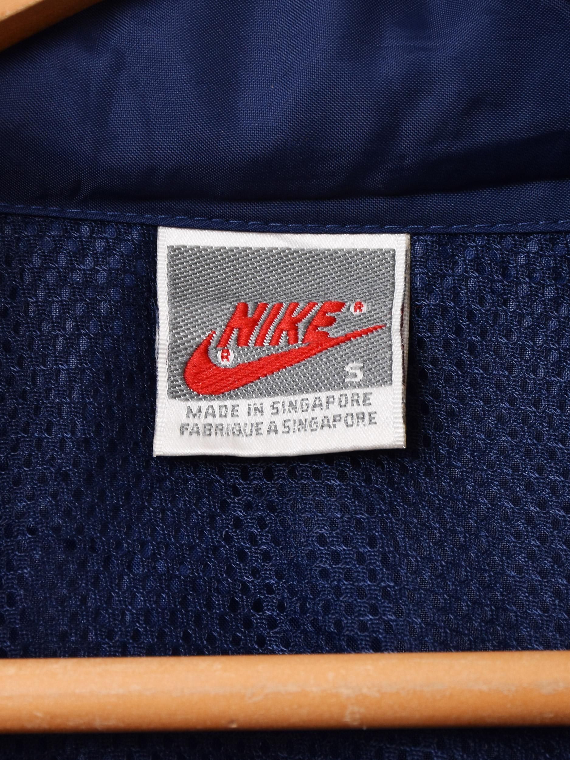 【レアL☆EU輸入90s】ナイキ 両面刺繍ナイロンジャケット ブルー XL 90s】ナイキ 両面刺繍 スウッシュロゴ ナイロン ジャケット 青