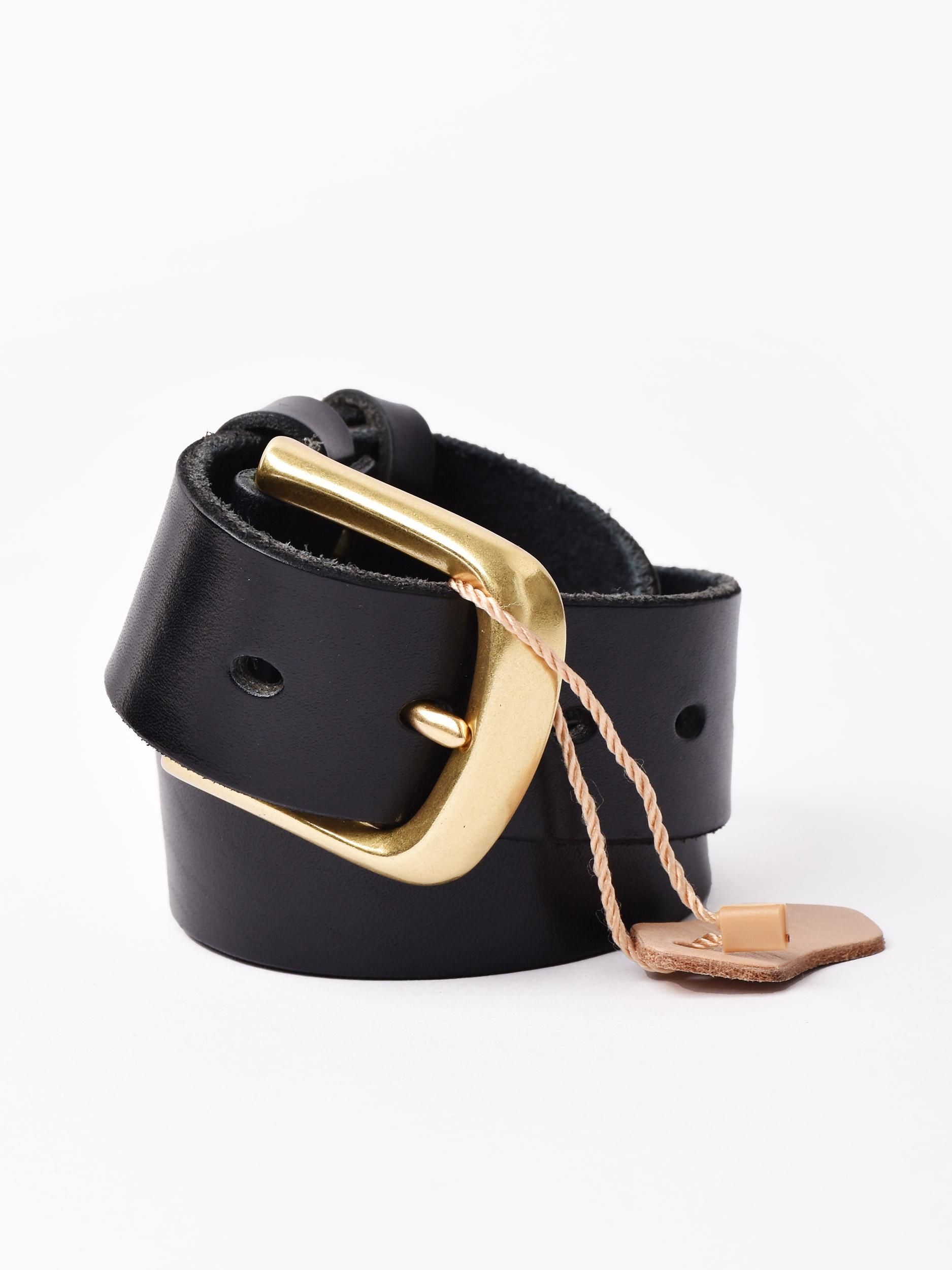 ブラックレザー ベルト ゴールドバックル ブラックレザーベルト ゴールドバックル