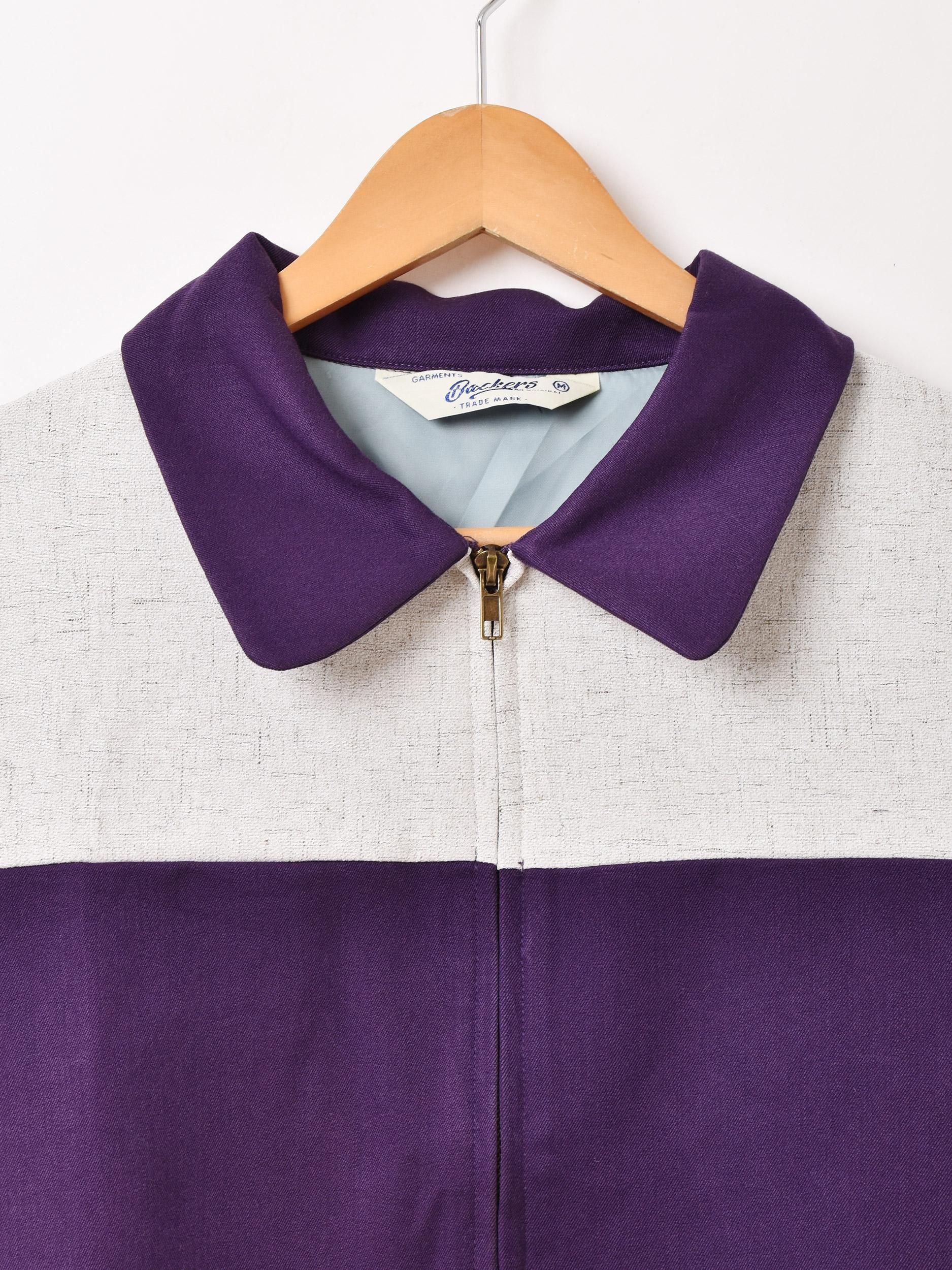 50’s ギャバ　WEATHERCREST パープル ジップアップジャケット Backers ギャバジャン ジャケット | パープル - 古着屋