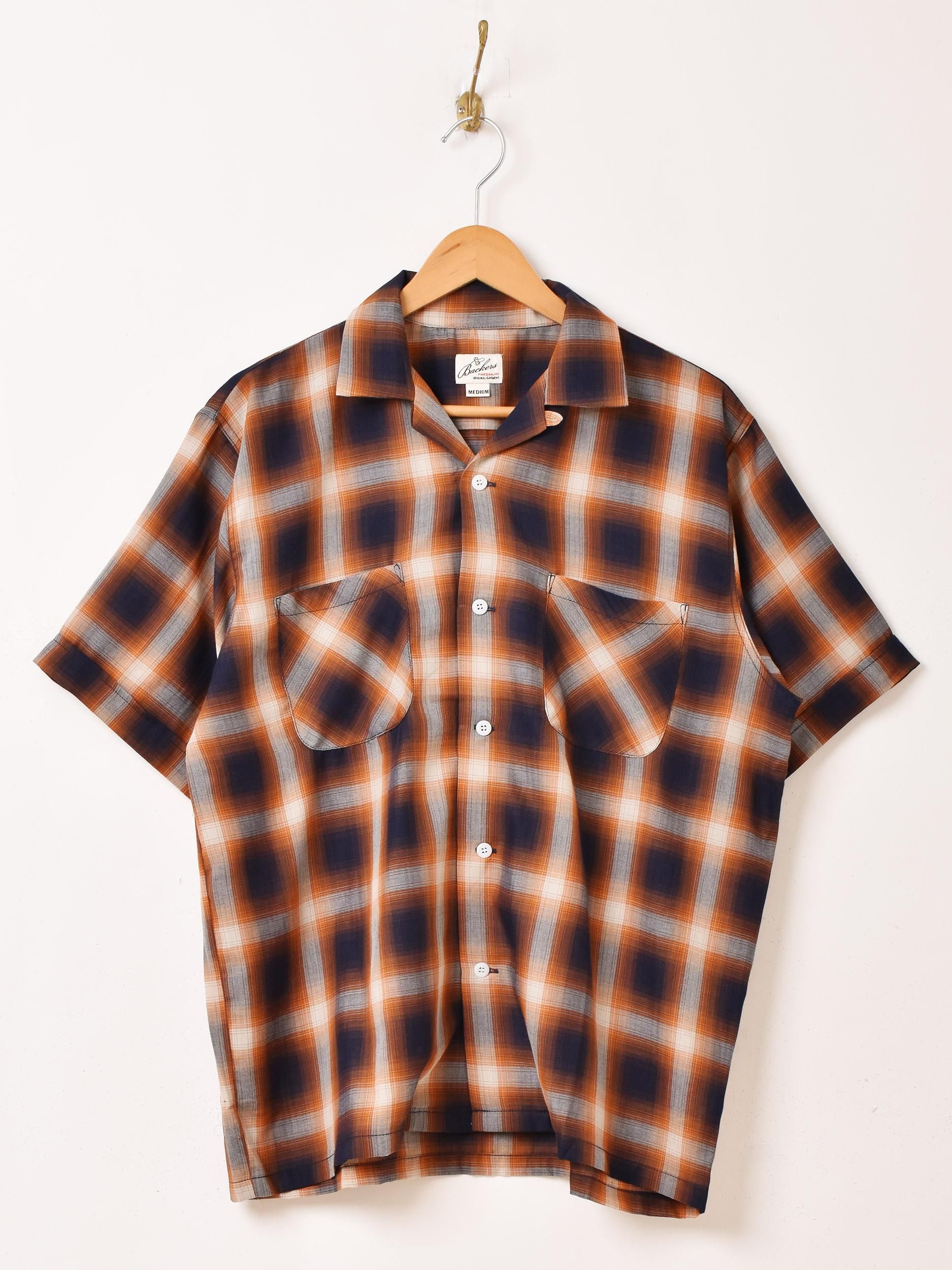 Backers 半袖シャドウチェックシャツ | オレンジ - 古着屋