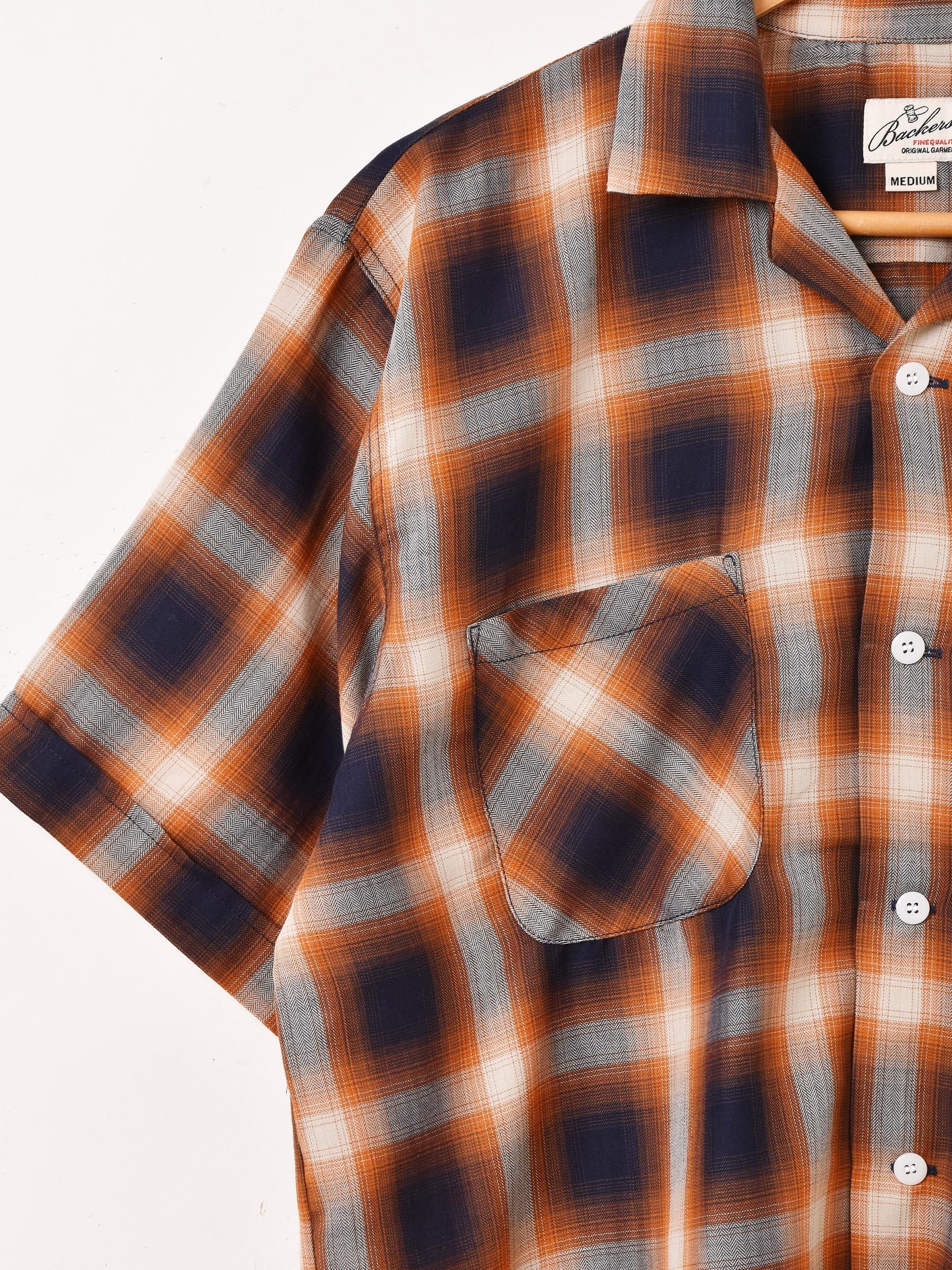 Backers 半袖シャドウチェックシャツ | オレンジ - 古着屋