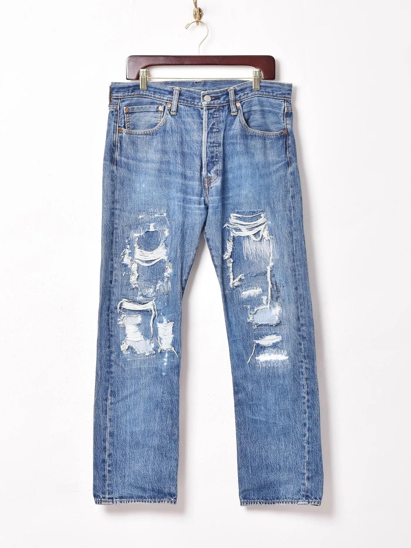 リメイク Levi's 501 | ダメージデニムパンツ W35 - 古着屋 リメイク Levi's 501 | ダメージデニムパンツ W35 - 古着屋