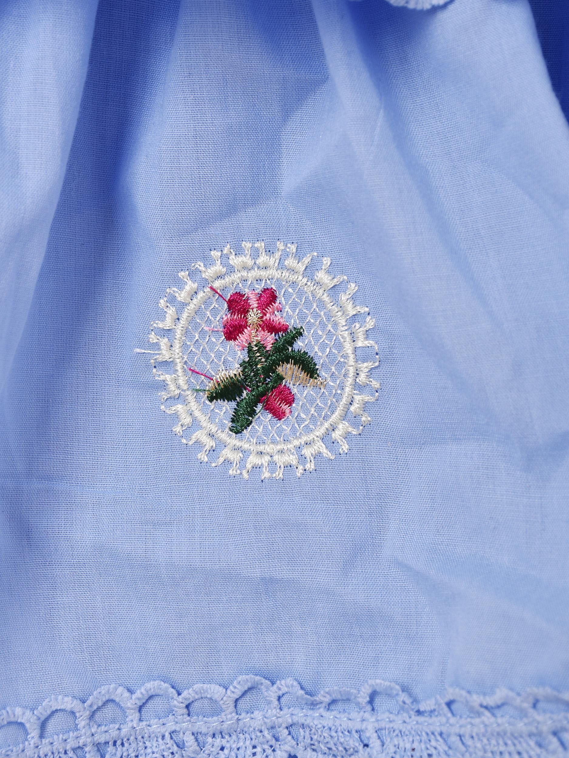 3色展開】「Meridian」フラワー刺繍 フリルパンツ サックス