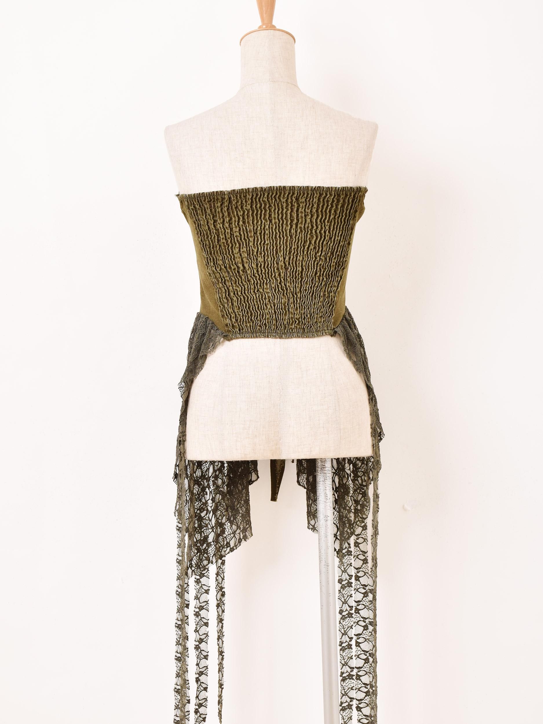 2色展開】「Meridian」コルセットデザイン デニム ビスチェ オリーブ