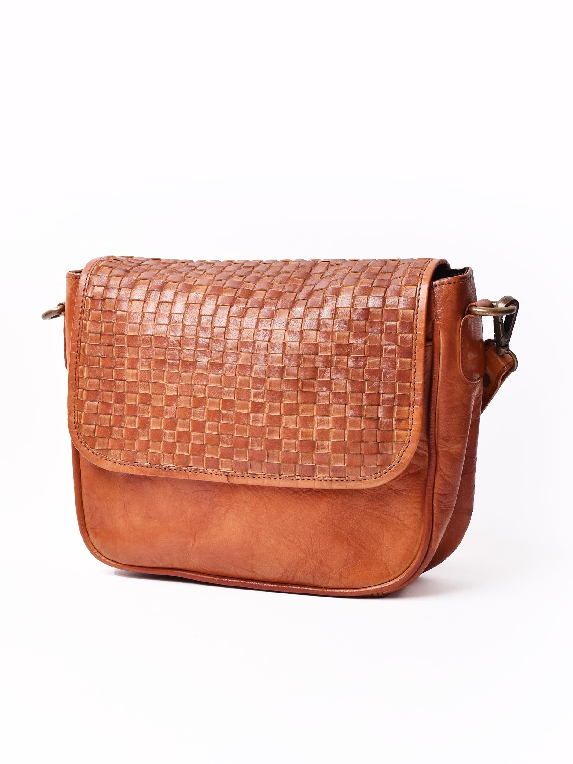 編み込みレザーショルダー|ブラウン - 古着屋グレープフルーツ ムーン