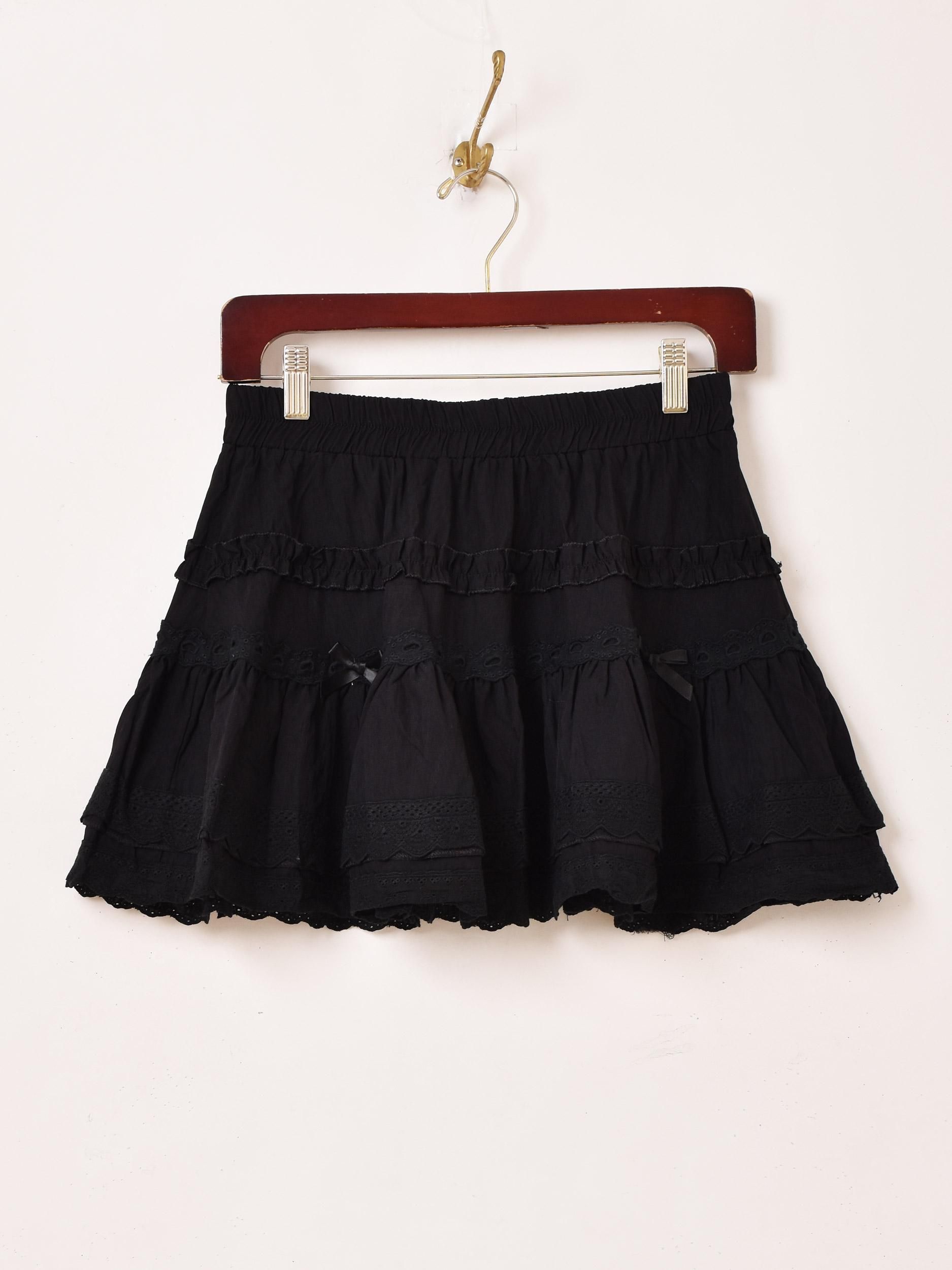 フリルレース ブラックミニスカート