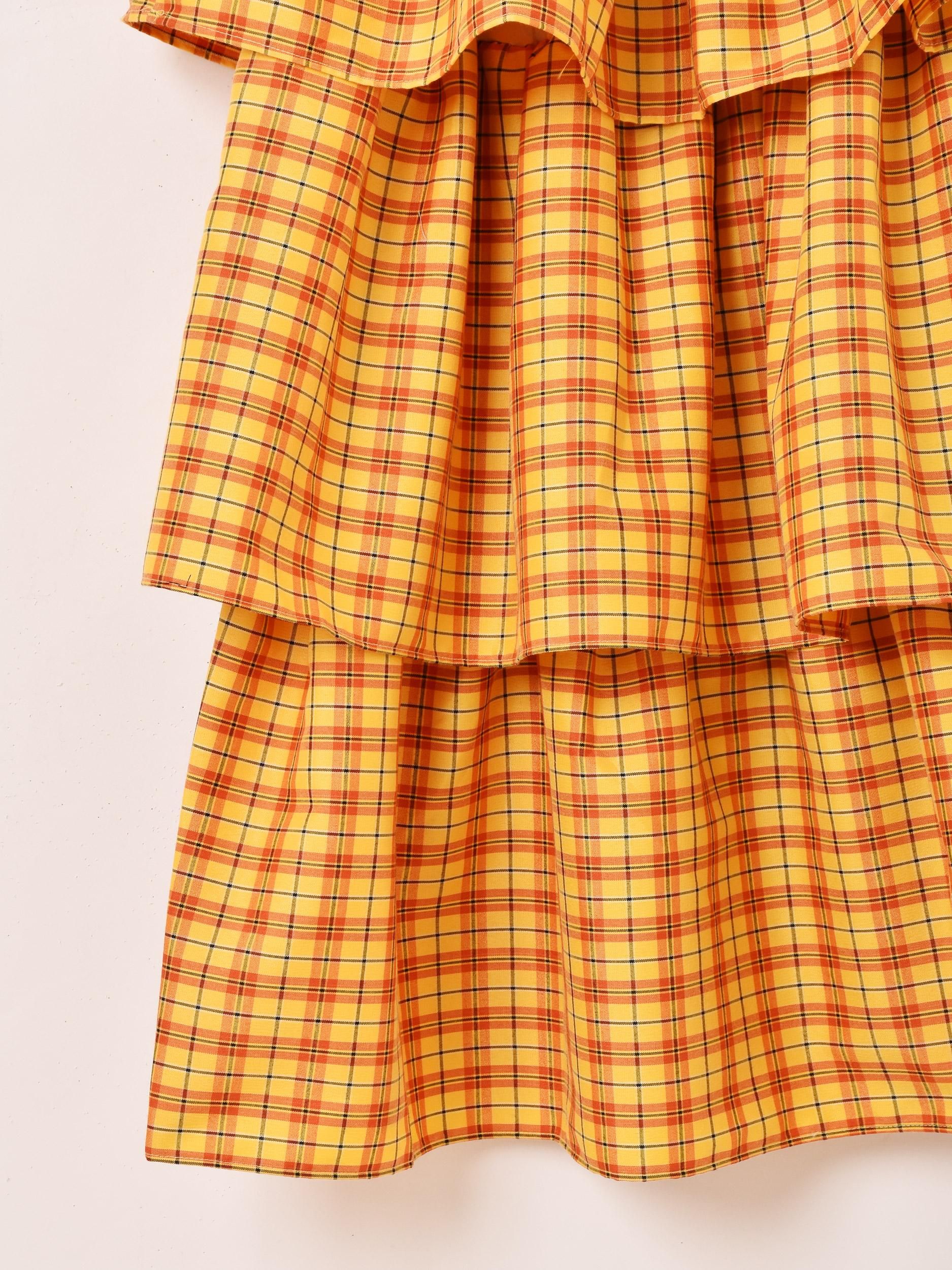 Meridian｜チェック柄ラッフルスカート - 古着屋グレープフルーツ