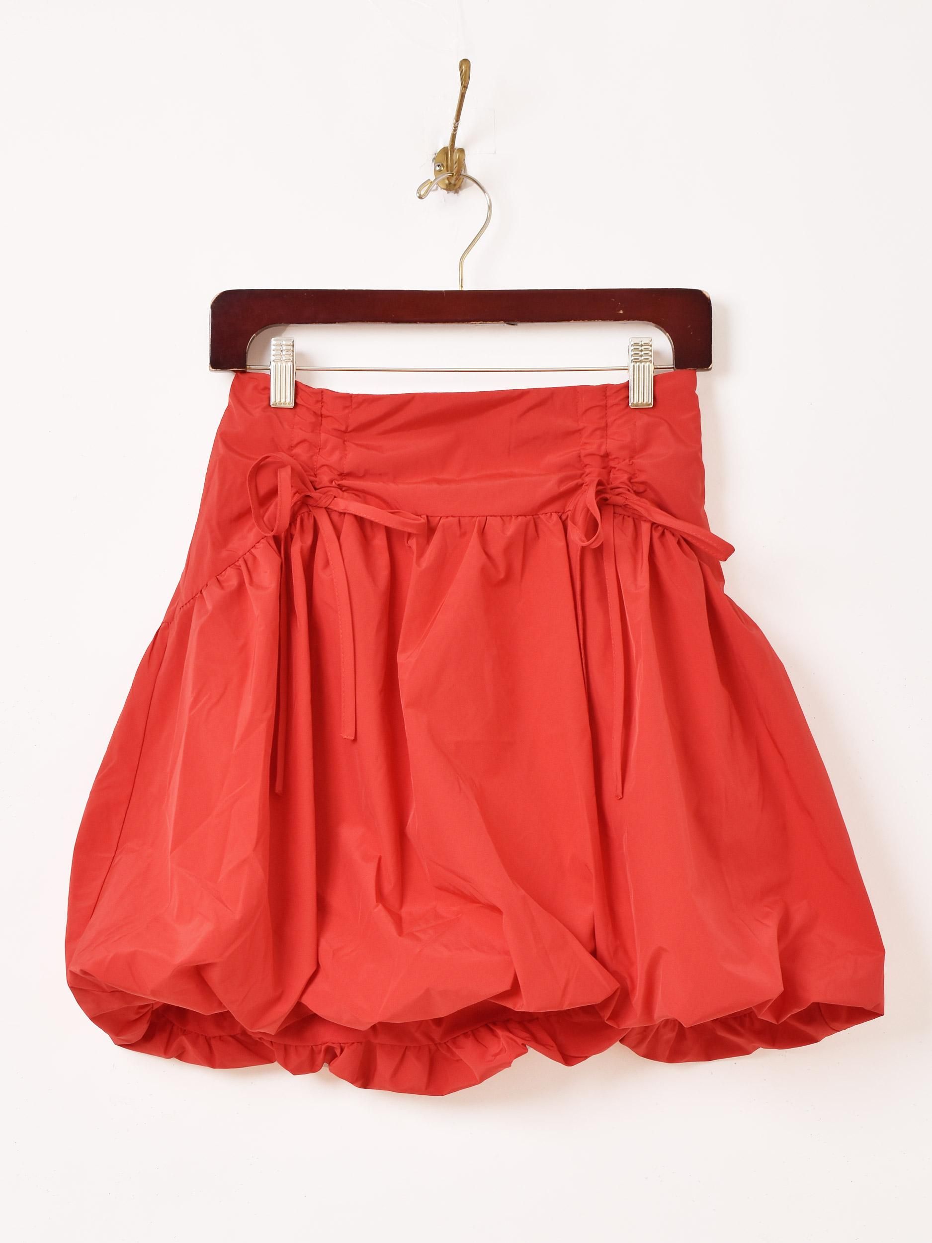3色展開】「Meridian」バルーン ギャザー ミニスカート レッド 3色展開】「Meridian」バルーン ギャザー ミニスカート レッド