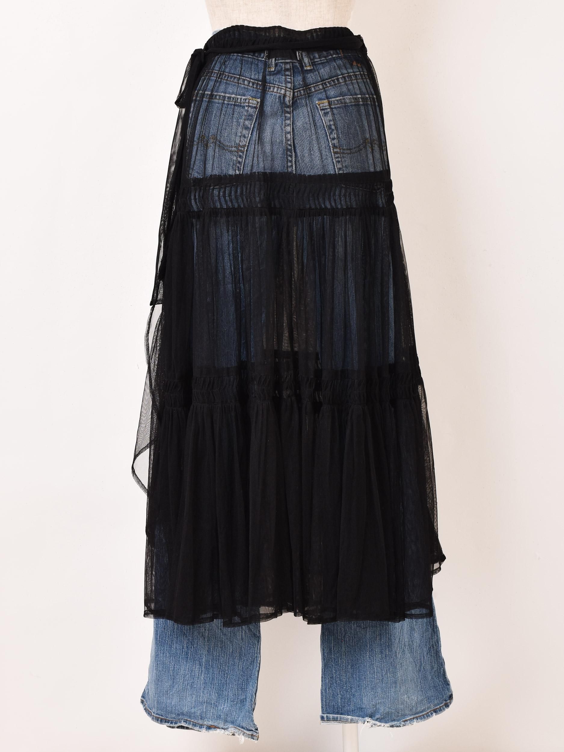 チュールフリルラップスカート | ブラック - 古着屋グレープフルーツ