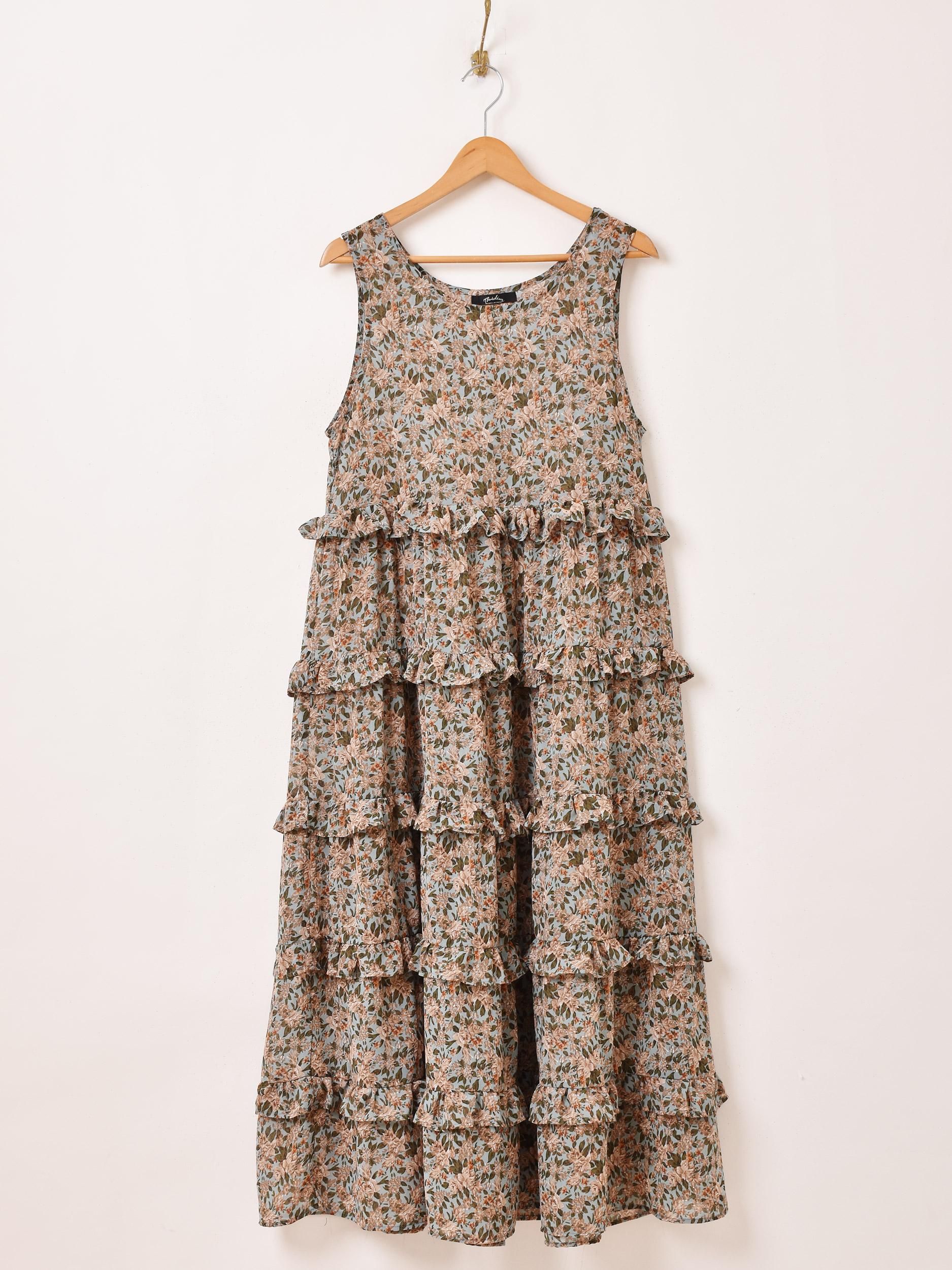 3色展開】「Meridian」花柄 シアー フリル ノースリーブ 3色展開】「Meridian」花柄 シアー フリル ノースリーブ