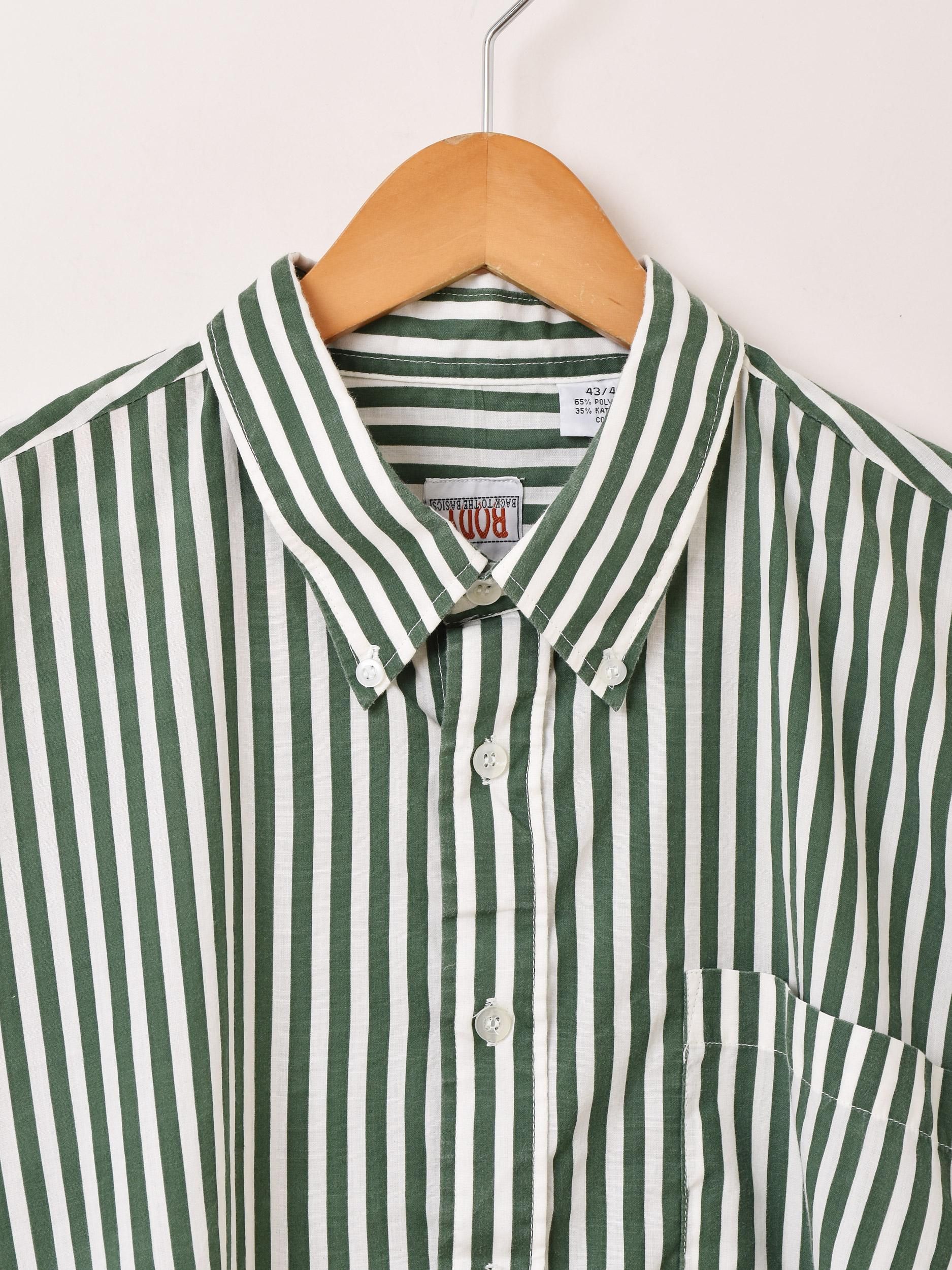 50's ヴィンテージシャツ グリーン ストライプ 長袖シャツ 50's ヴィンテージシャツ グリーン ストライプ 長袖シャツ