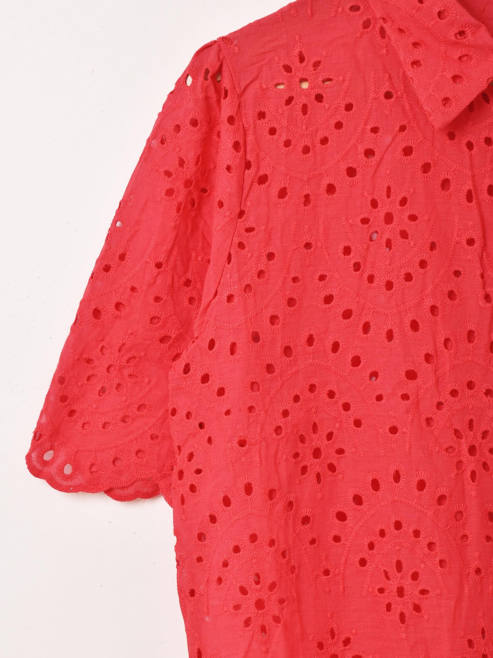 新品未使用　Chalmiere　クラシックコットンブラウス　半袖　赤　レッド クラシックコットンブラウス | Chalmiere | axes femme onlineshop