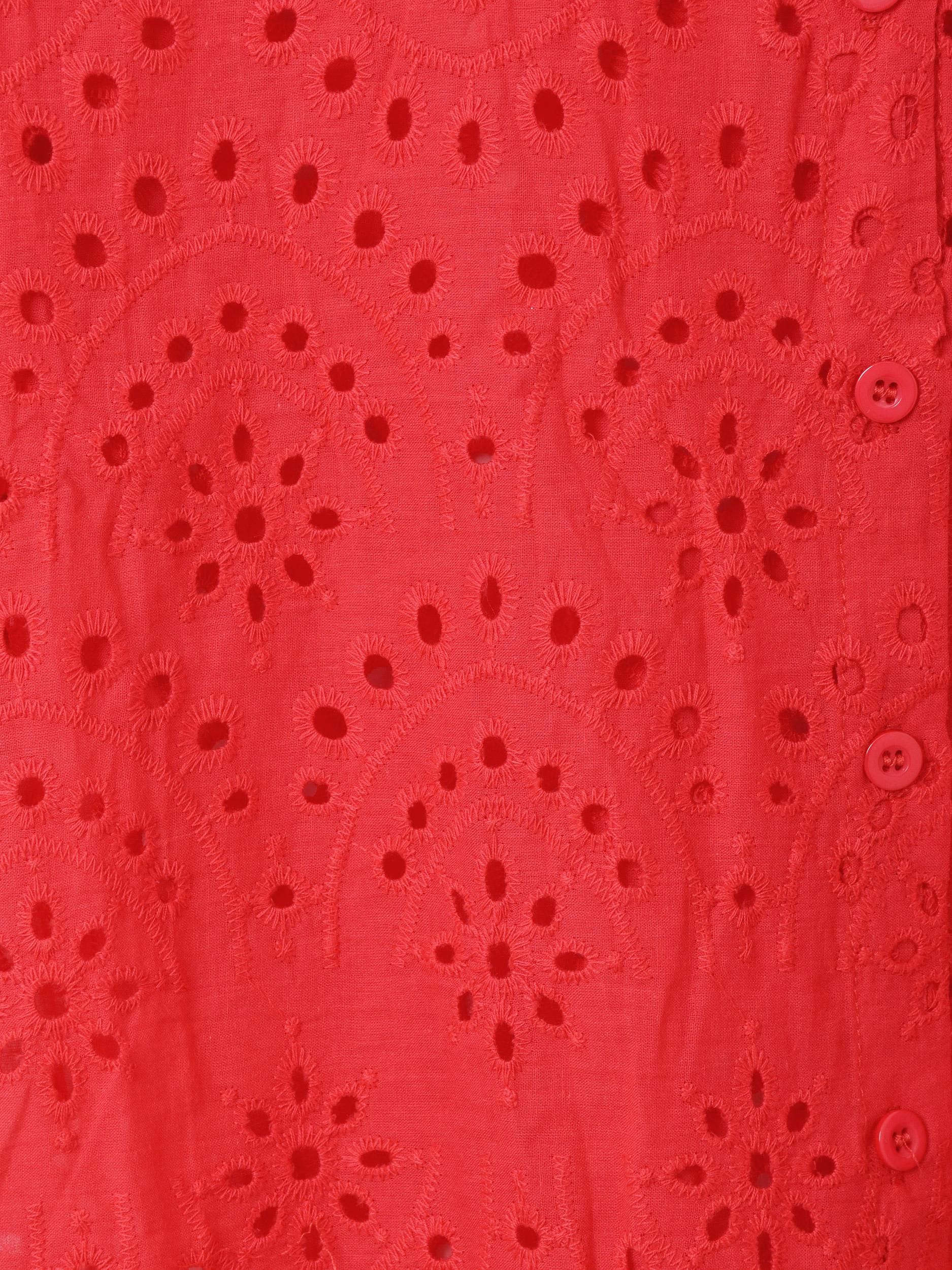 新品未使用　Chalmiere　クラシックコットンブラウス　半袖　赤　レッド シャツ・ブラウス（条件：レッド系）| ファッション通販