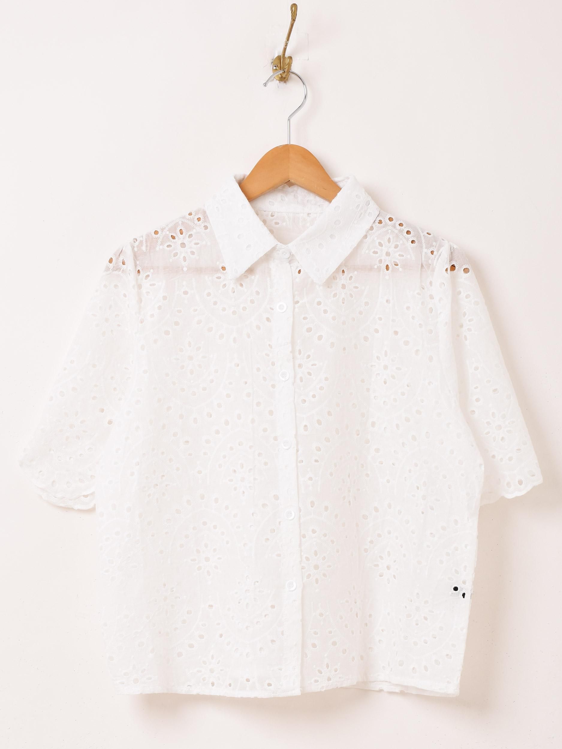 新品未使用　Chalmiere　クラシックコットンブラウス　半袖　赤　レッド クラシックコットンブラウス | Chalmiere │ axes femme onlineshop