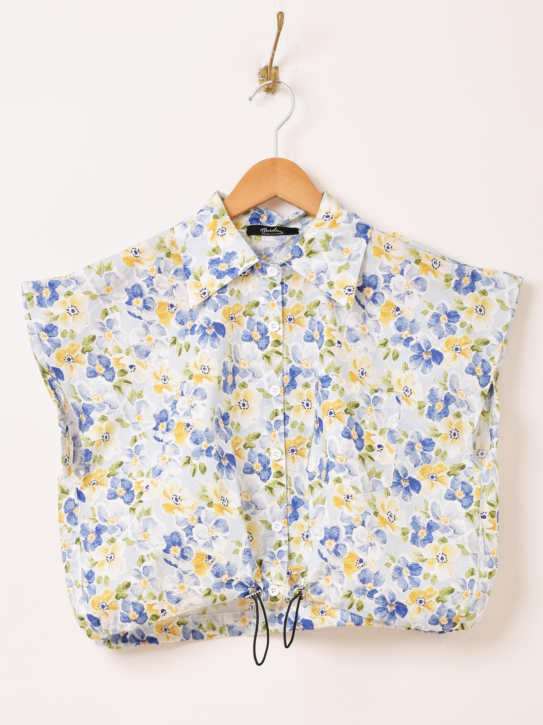 2色展開】「Meridian」花柄 ノースリーブブラウス イエロー - 古着屋