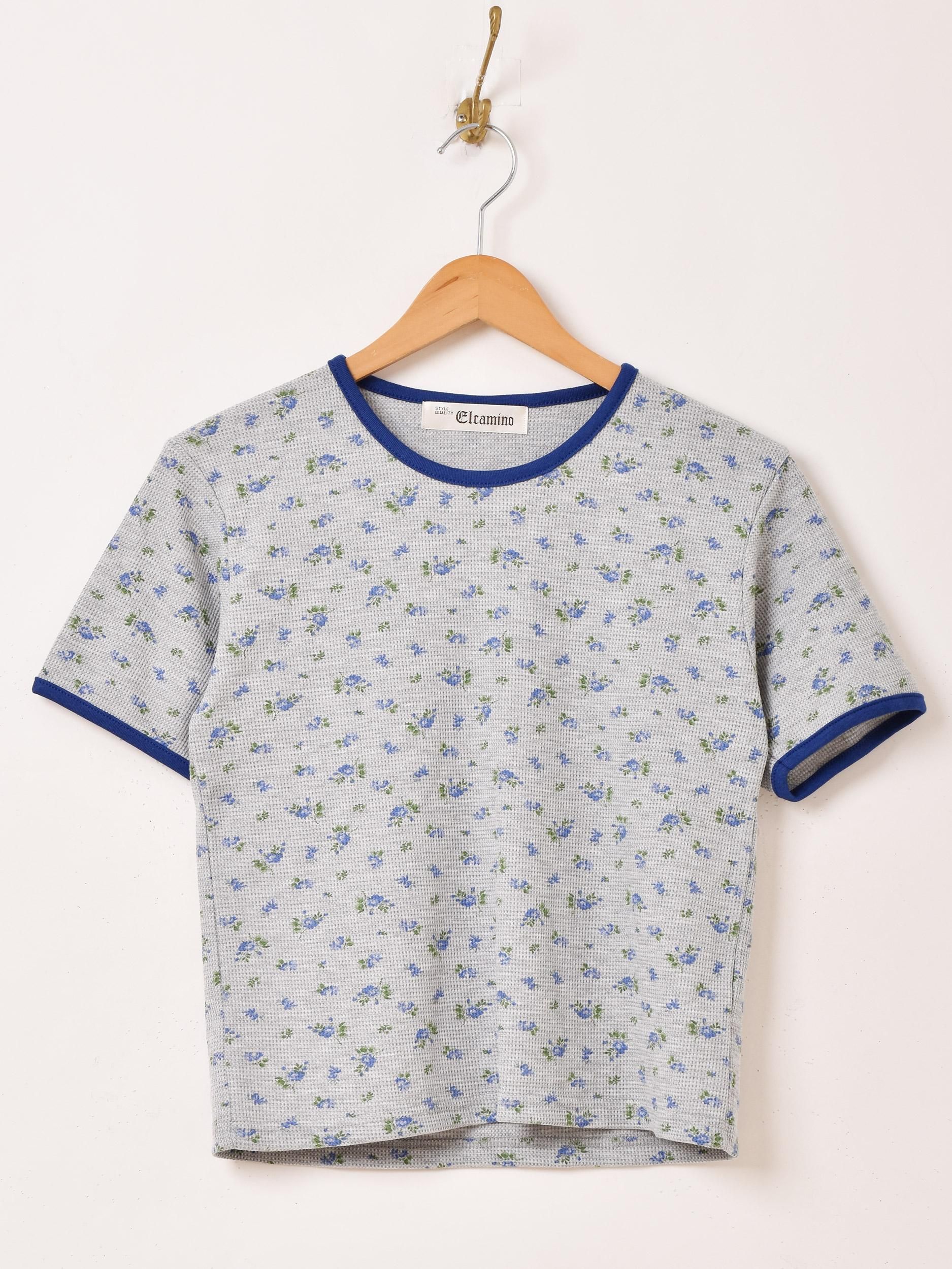 3色展開】「Elcamino」花柄 ワッフルTシャツ イエロー - 古着屋