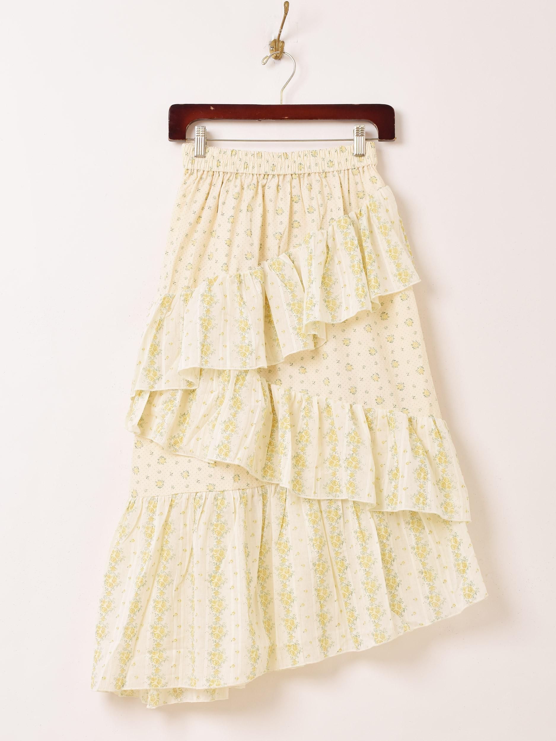 【NEHERA】floral SILKクレープ アシンメトリー スカート NEHERA】floral SILKクレープ アシンメトリー スカート