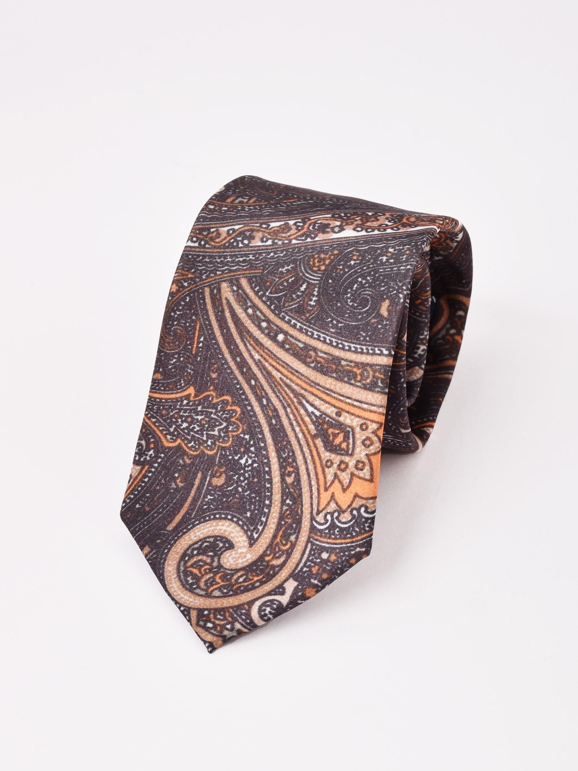 ペイズリー柄 ネクタイ オレンジ - 古着屋グレープフルーツ