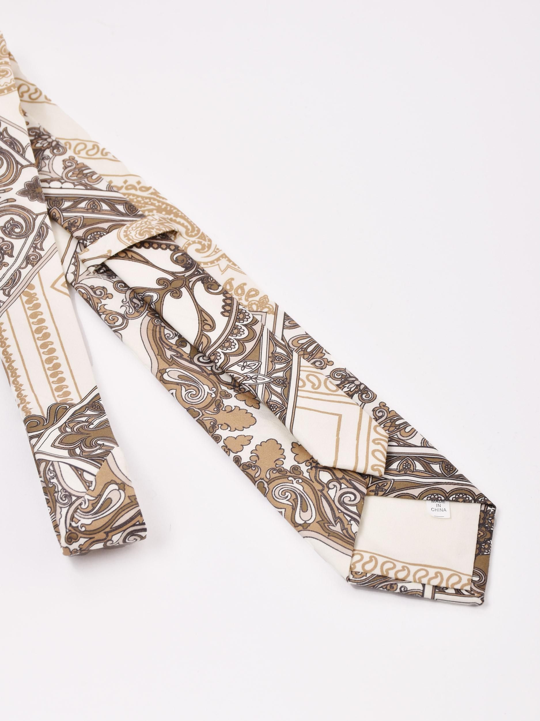 2色展開】ペイズリー柄 ネクタイ ベージュ - 古着屋グレープフルーツ