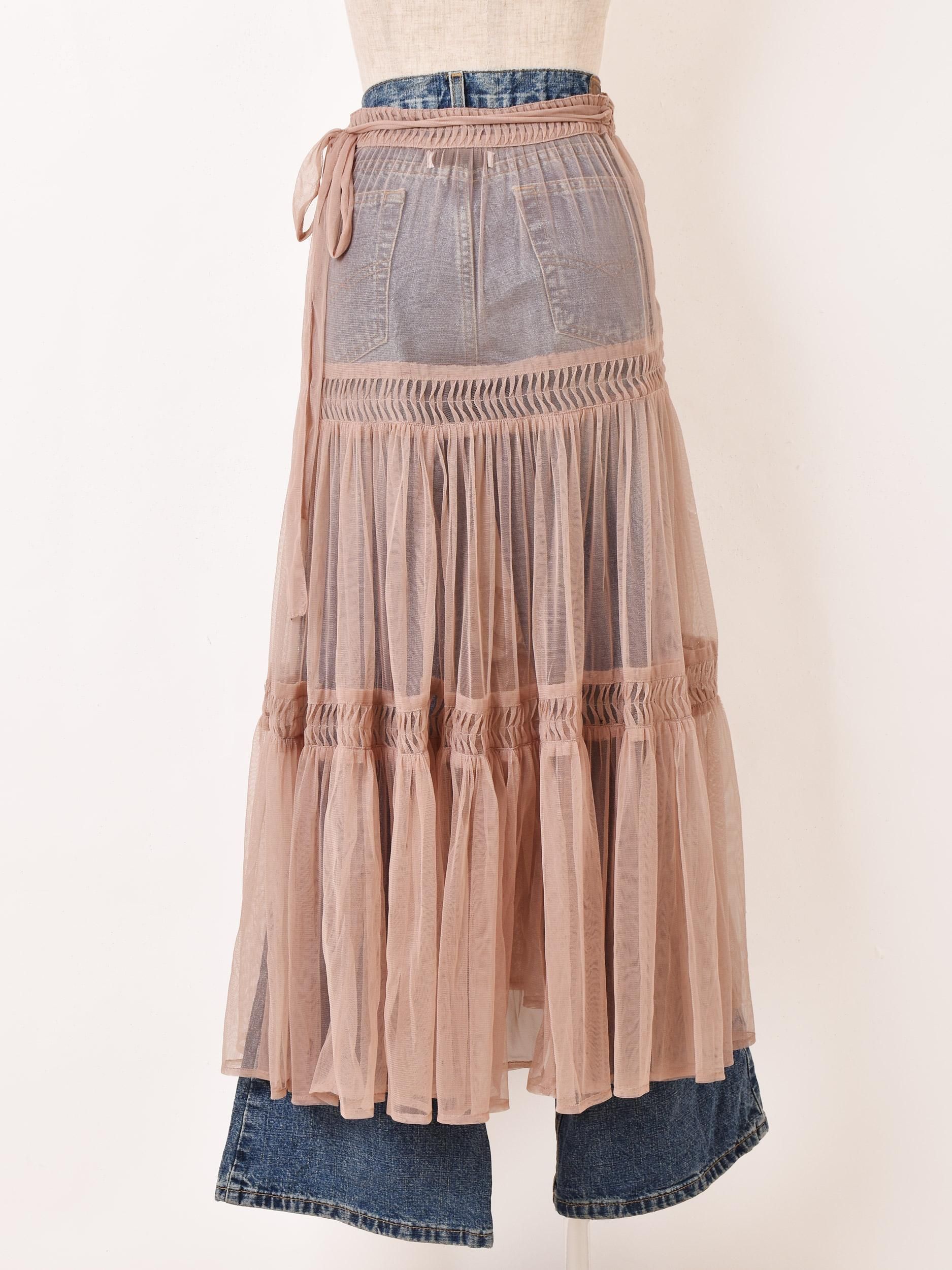 3色展開】「Emerald Motel」チュール フリル ラップスカート ピンク