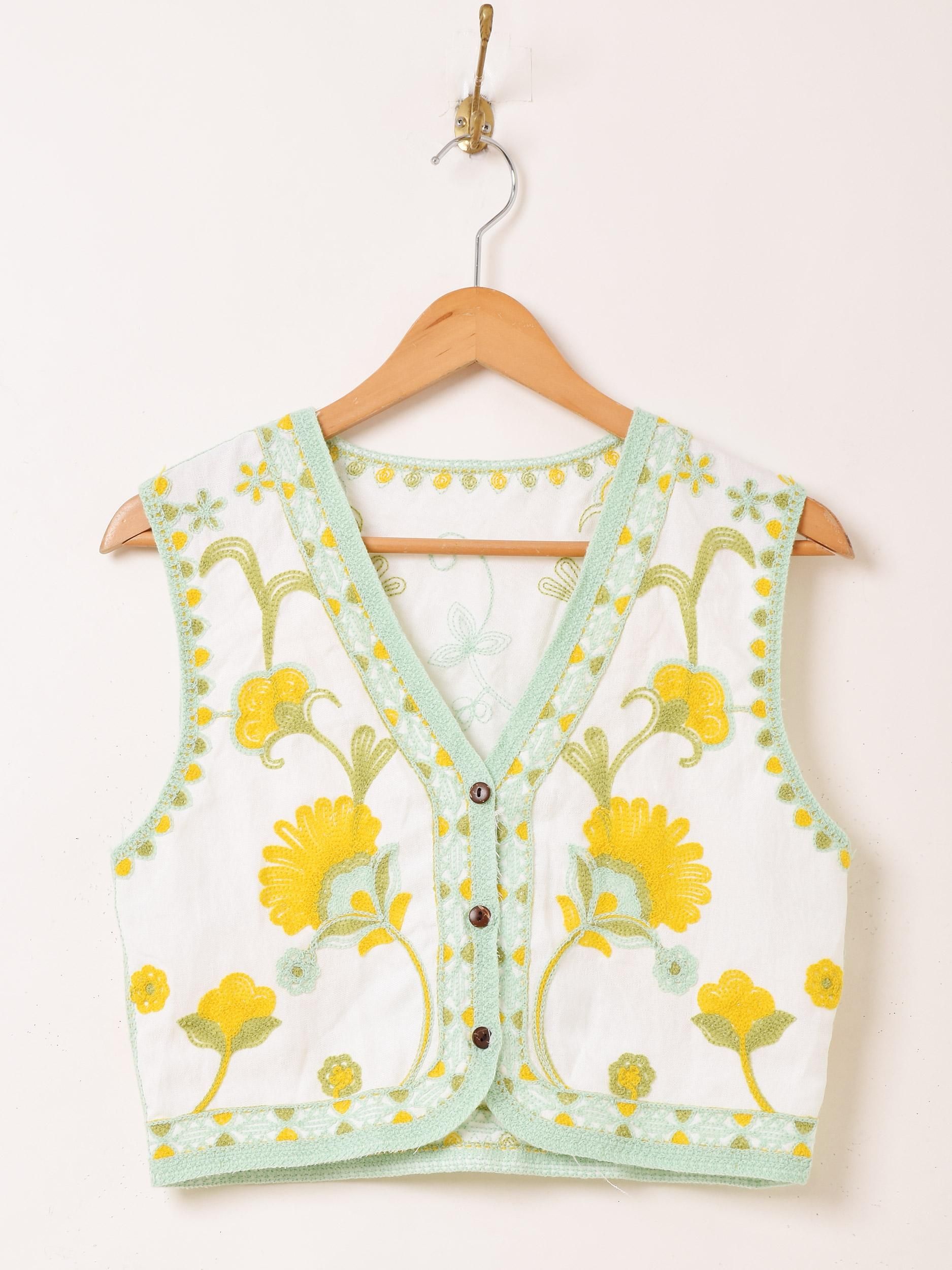 Elcamino」オリエンタル刺繍 ベスト - 古着屋グレープフルーツ ムーン