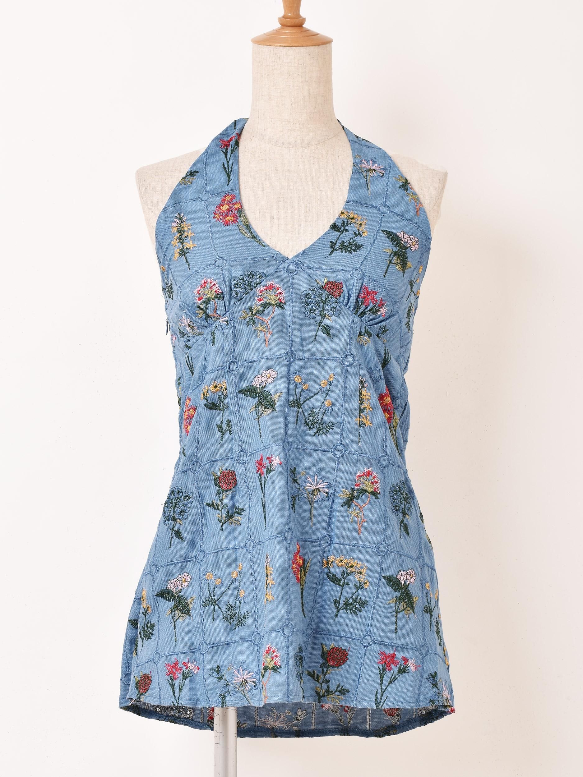 Meridian」フラワー刺繍 ホルターネック キャミソール - 古着屋