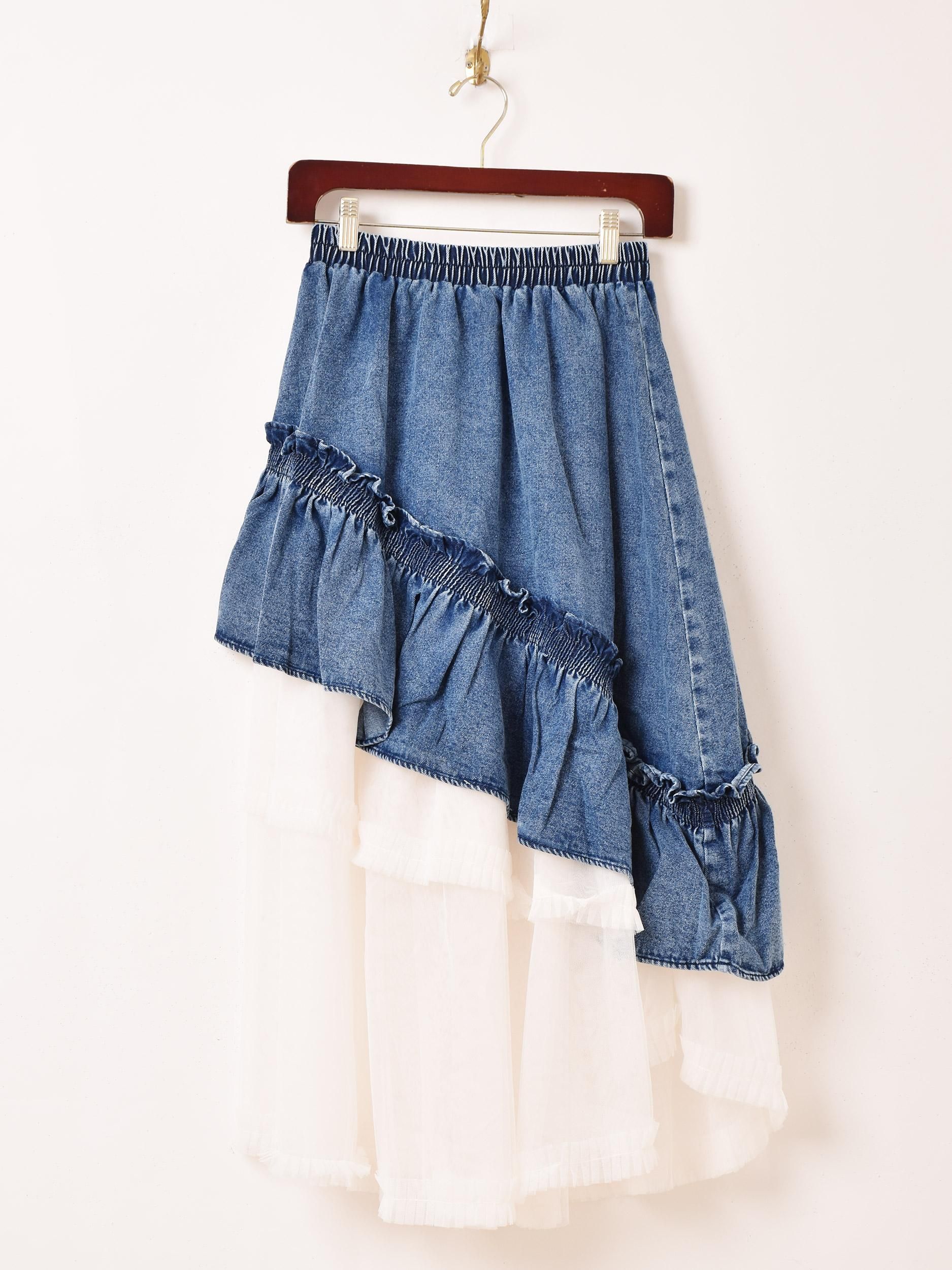meltthelady moon skirt アシンメトリー デニム スカート 試着対象】atelier SOMETHING MERMAID DENIM SKIRT/マーメイド
