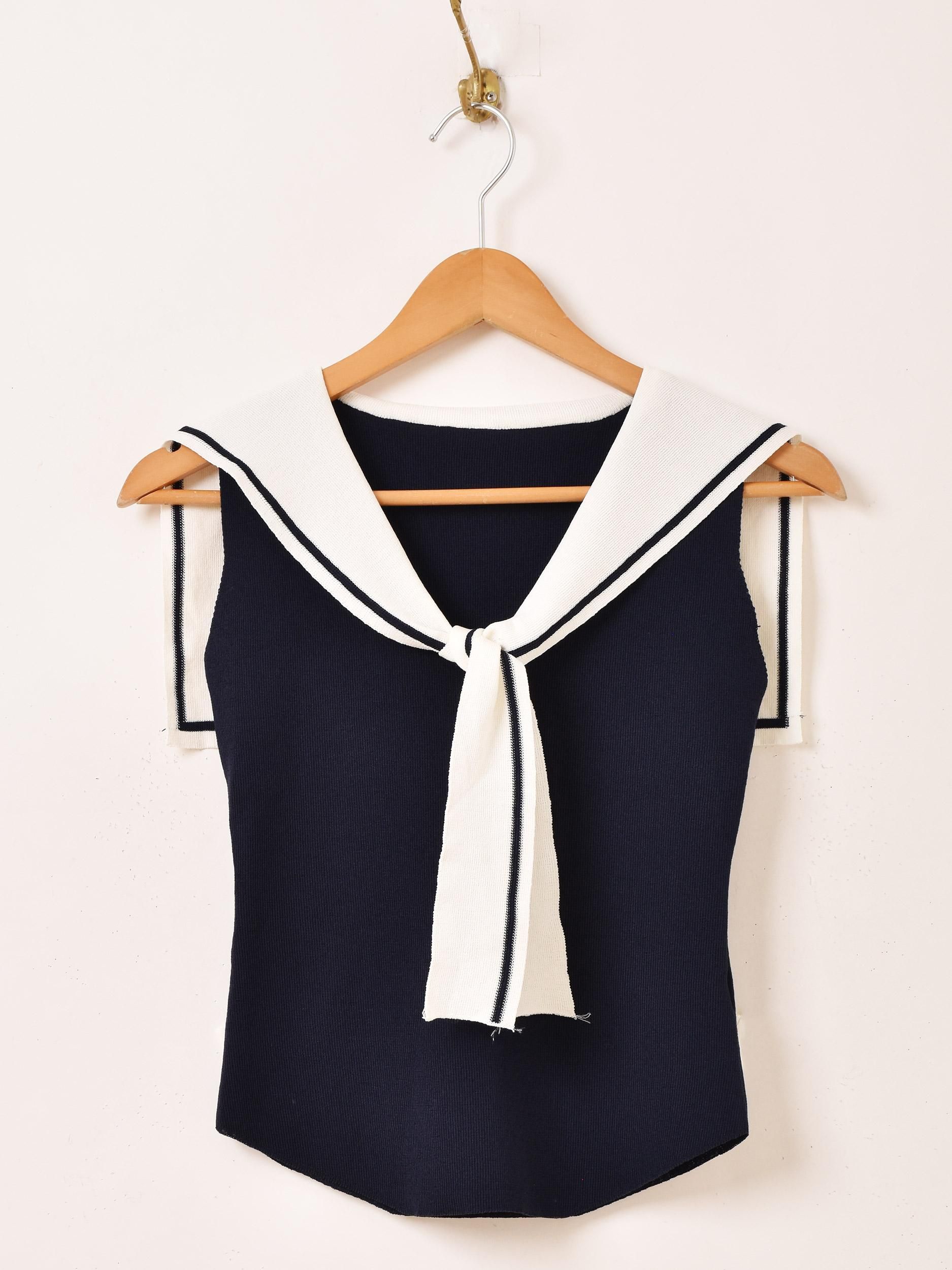 2色展開】「Meridian」セーラーカラー ノースリーブトップス ネイビー